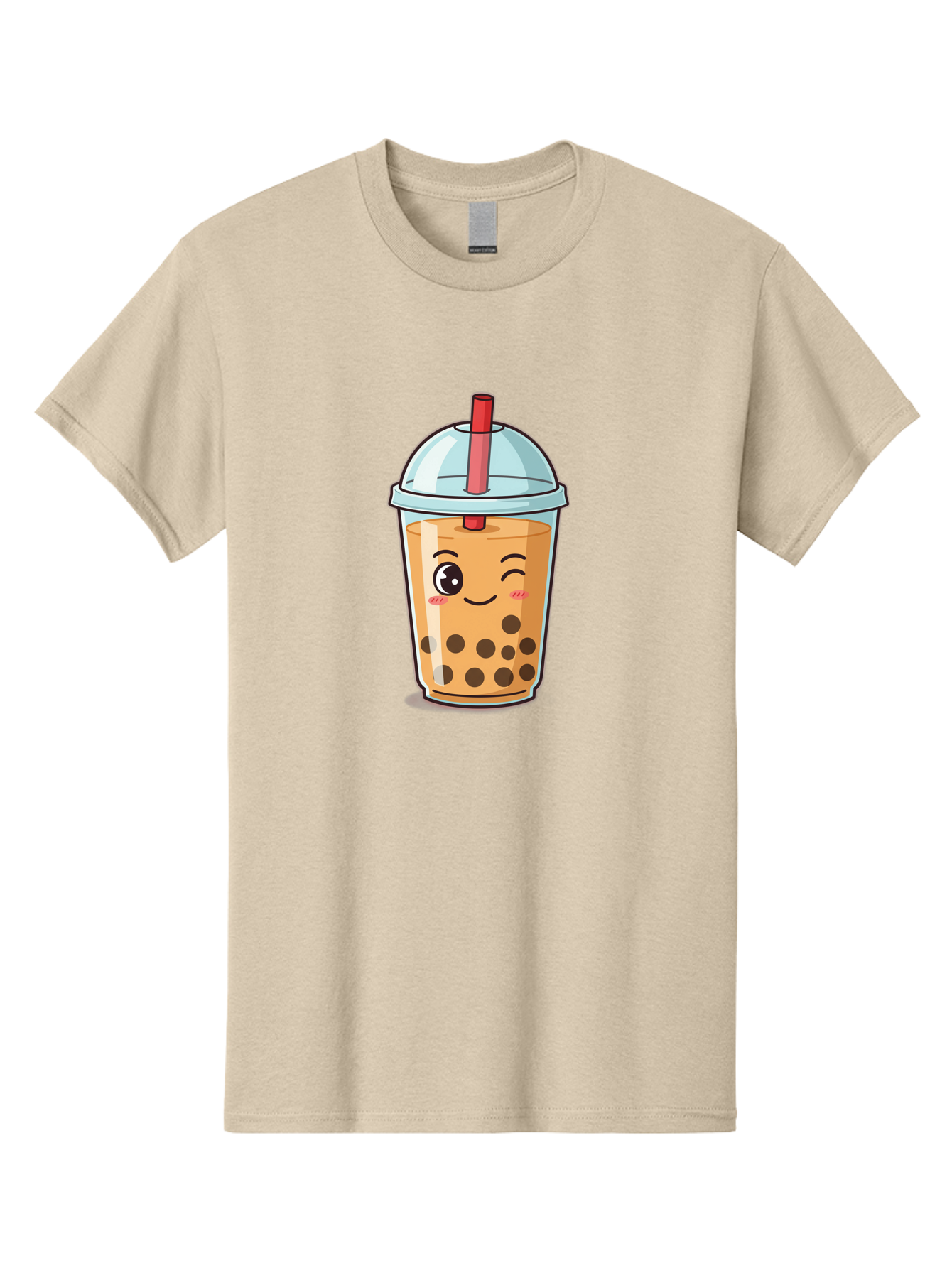 Bubble-Tea-23 Men'S Graphic Tee, 100% Cotton, Comfortable Casual Summer Wear, Machine Washable, Cartoon Boba Tea, Bubble Tea Drink, Animated Beverage, Smiling Face, Winking Eye, Cute Character, Boba Drink, Tea With Boba, Boba Love, Tea Culture Bac704 5