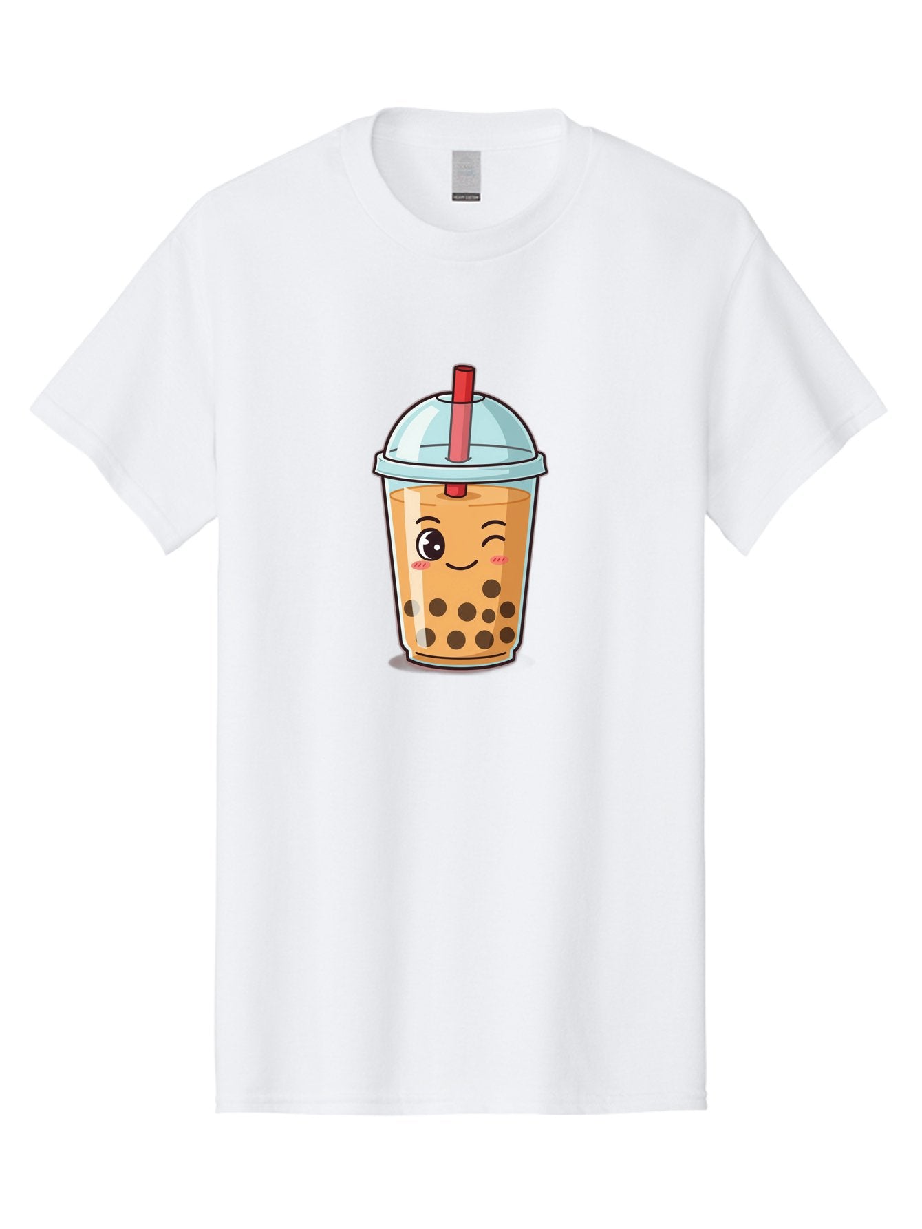 Bubble-Tea-23 Men'S Graphic Tee, 100% Cotton, Comfortable Casual Summer Wear, Machine Washable, Cartoon Boba Tea, Bubble Tea Drink, Animated Beverage, Smiling Face, Winking Eye, Cute Character, Boba Drink, Tea With Boba, Boba Love, Tea Culture Bac704
