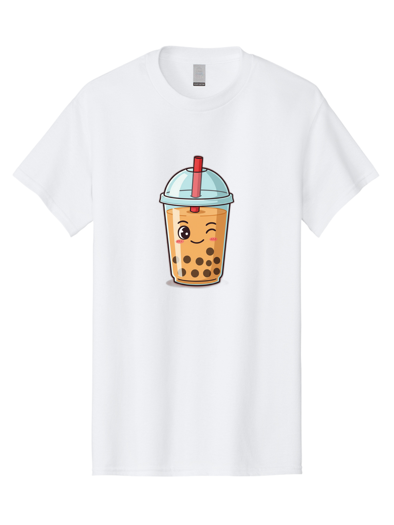 Bubble-Tea-23 Men'S Graphic Tee, 100% Cotton, Comfortable Casual Summer Wear, Machine Washable, Cartoon Boba Tea, Bubble Tea Drink, Animated Beverage, Smiling Face, Winking Eye, Cute Character, Boba Drink, Tea With Boba, Boba Love, Tea Culture Bac704 11