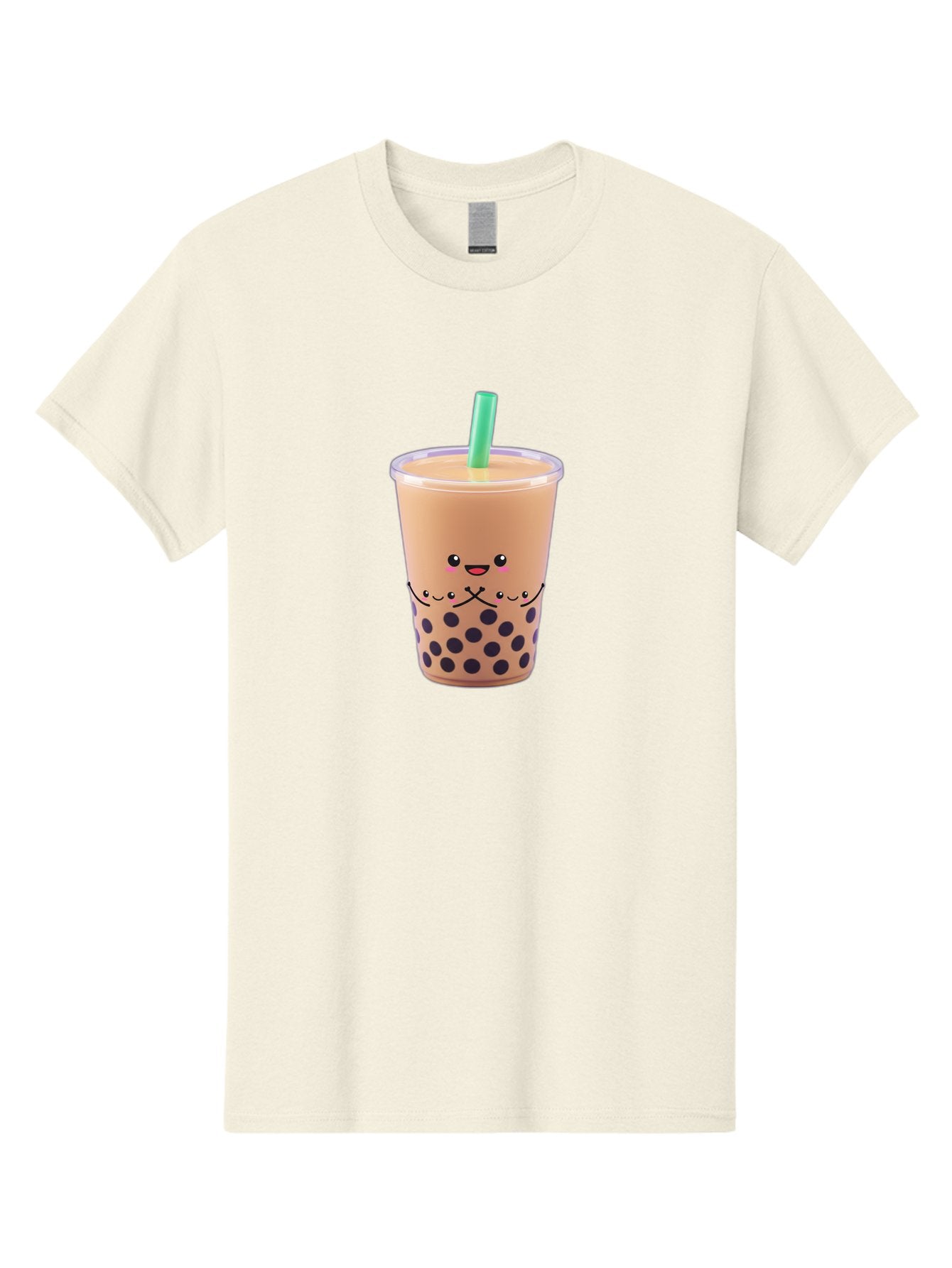 Bubble-Tea-3 Men'S Graphic Tee, 100% Cotton, Comfortable Casual Summer Wear, Machine Washable, Bubble Tea, Smiling Face, Cartoon Character, Milk Tea, Boba Drink, Tea With Straw, Adorable Design, Funny Illustration, Kawaii Culture, Boba Tea, Bac705