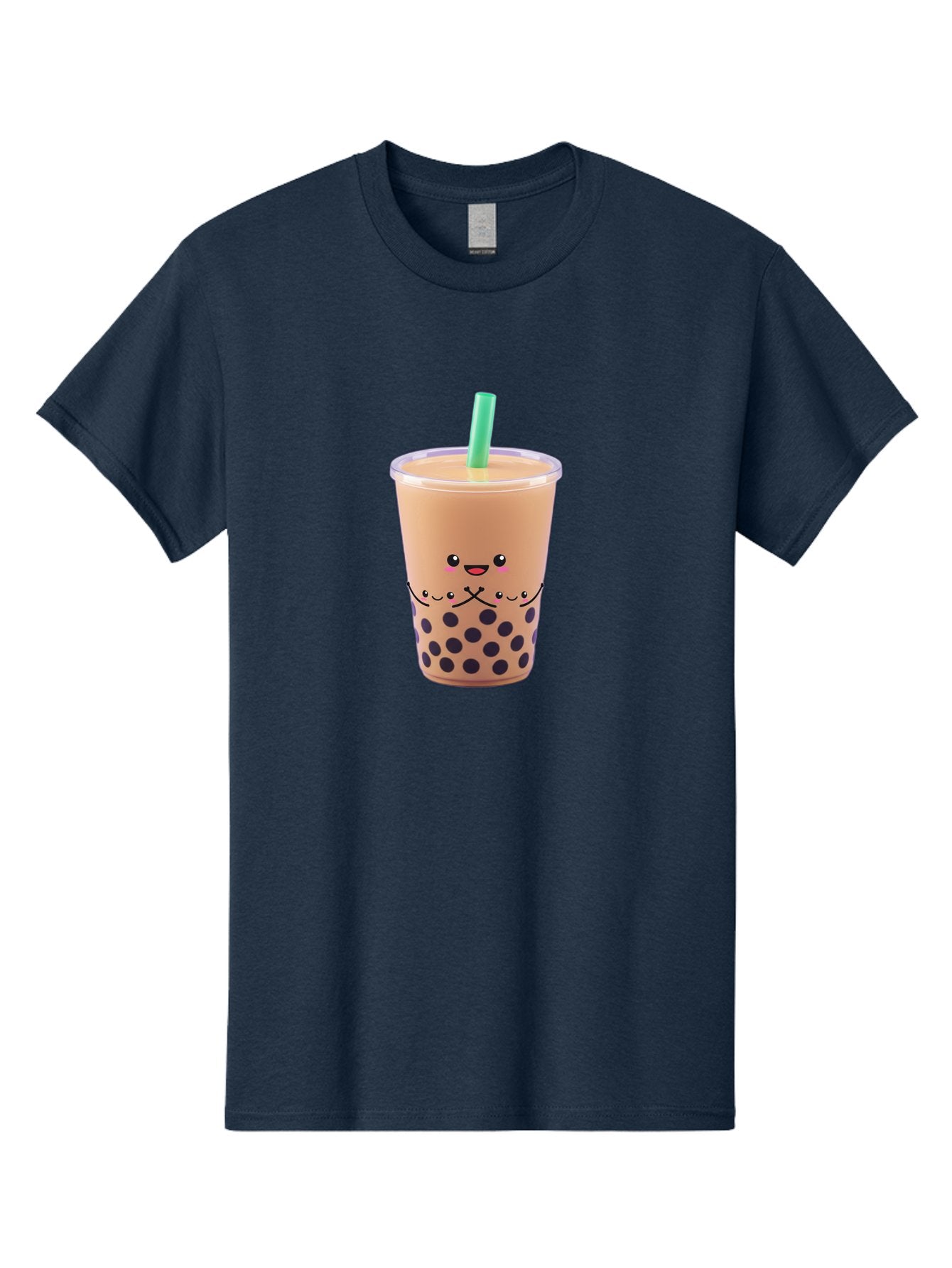 Bubble-Tea-3 Men'S Graphic Tee, 100% Cotton, Comfortable Casual Summer Wear, Machine Washable, Bubble Tea, Smiling Face, Cartoon Character, Milk Tea, Boba Drink, Tea With Straw, Adorable Design, Funny Illustration, Kawaii Culture, Boba Tea, Bac705