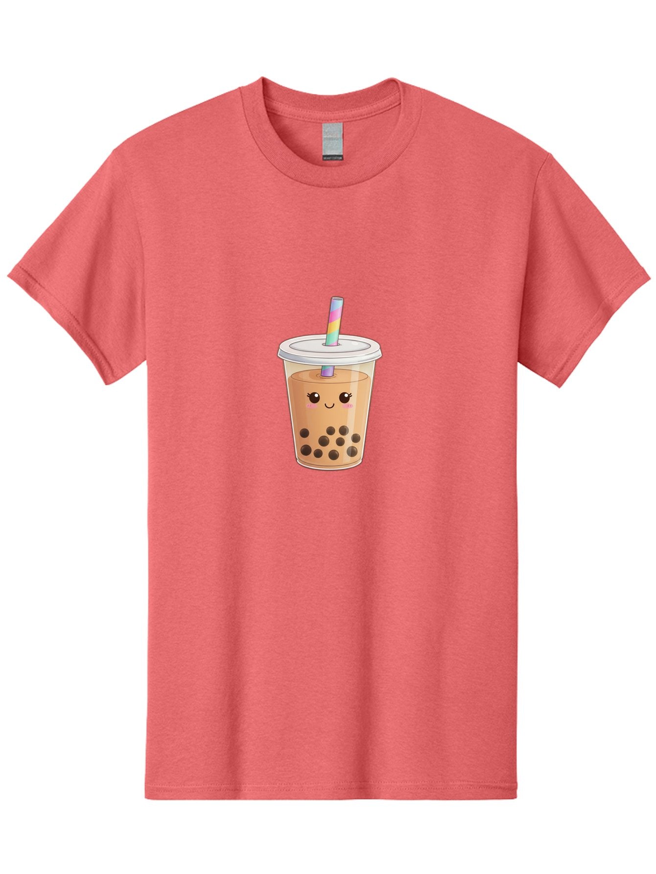 Bubble-Tea-4 Men'S Graphic Tee, 100% Cotton, Comfortable Casual Summer Wear, Machine Washable, Cute Boba Drink, Bubble Tea, Kawaii, Cartoon Beverage, Fun Straw, Adorable Face, Milk Tea, Tapioca Pearls, Smiling Drink, Playful Beverage, Bac706