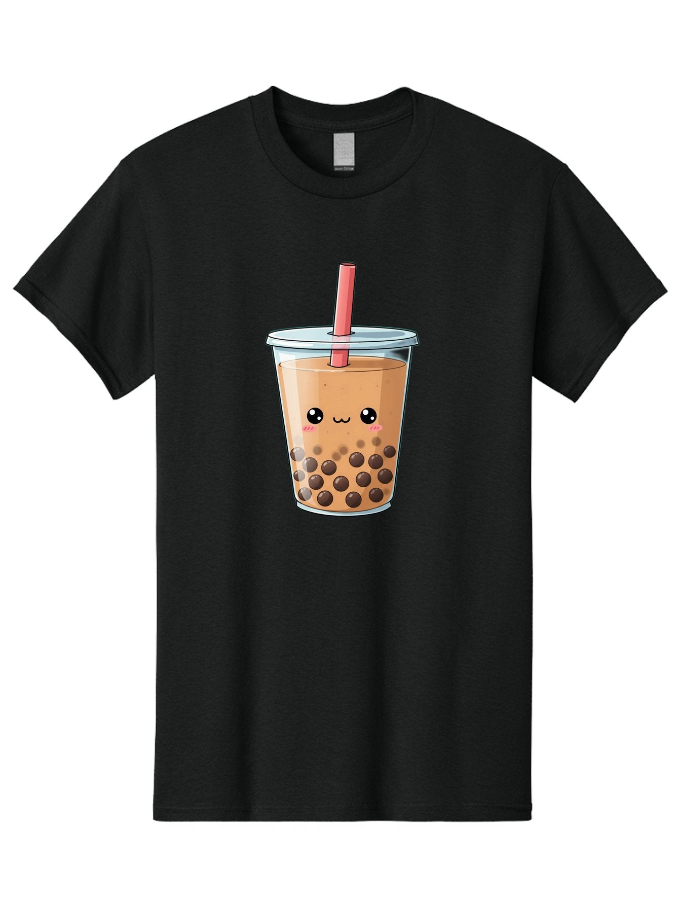Bubble-Tea-5 Men'S Graphic Tee, 100% Cotton, Comfortable Casual Summer Wear, Machine Washable, Boba Tea, Milk Tea, Bubble Tea, Cute Drink, Cartoon Character, Adorable Face, Happy Expression, Brown Bubbles, Pink Straw, Iced Tea, Tea Culture, Bac707 9