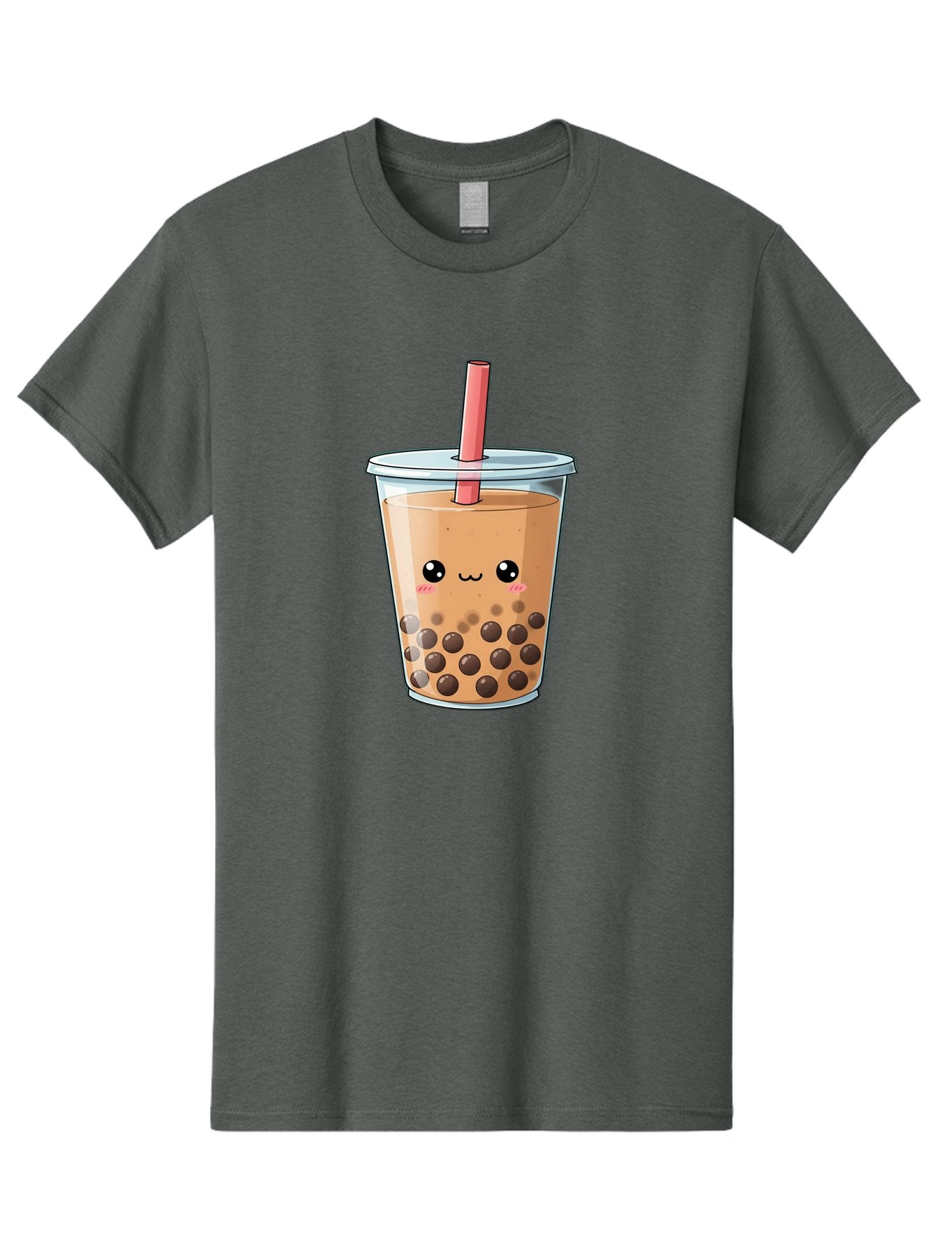 Bubble-Tea-5 Men'S Graphic Tee, 100% Cotton, Comfortable Casual Summer Wear, Machine Washable, Boba Tea, Milk Tea, Bubble Tea, Cute Drink, Cartoon Character, Adorable Face, Happy Expression, Brown Bubbles, Pink Straw, Iced Tea, Tea Culture, Bac707 7