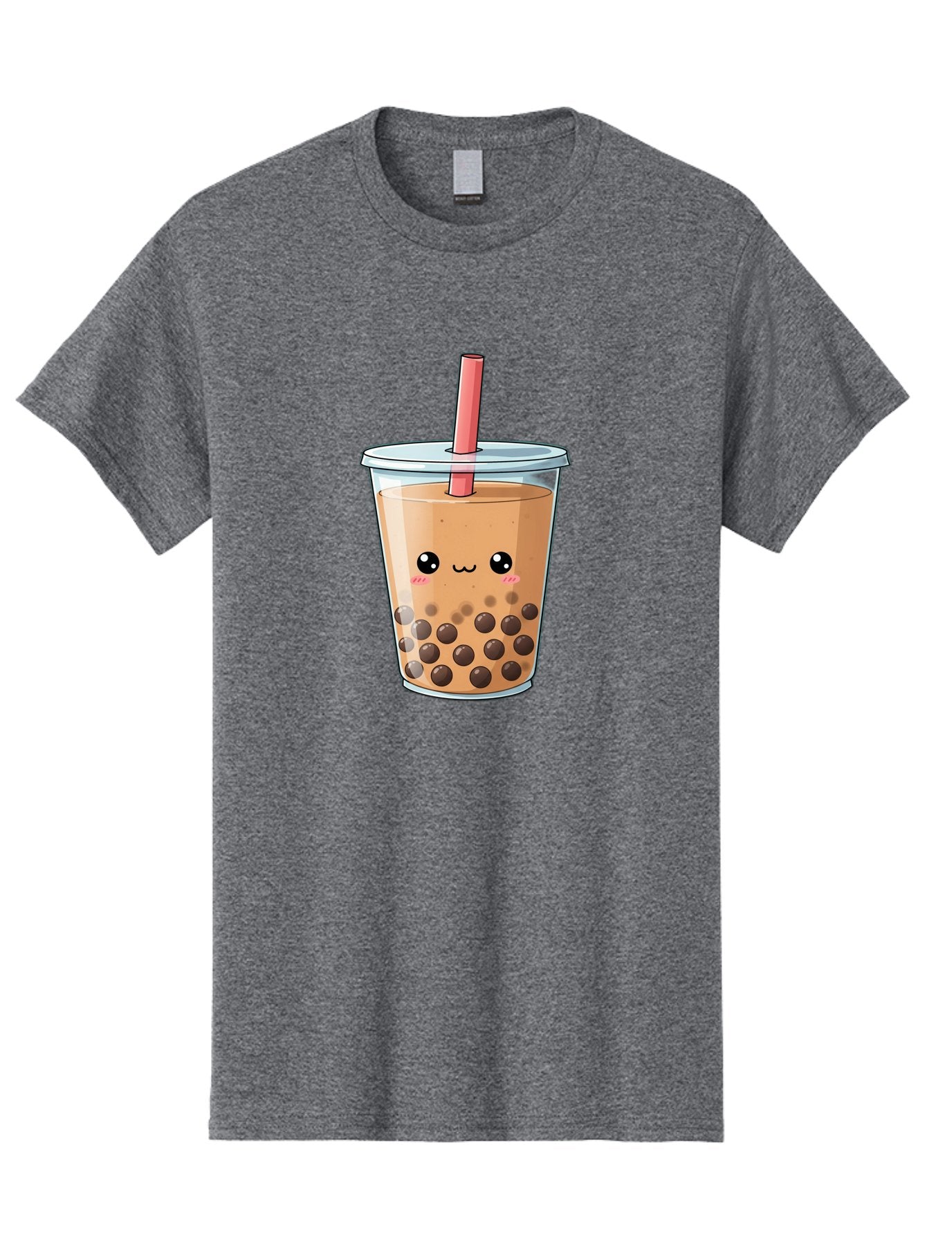 Bubble-Tea-5 Men'S Graphic Tee, 100% Cotton, Comfortable Casual Summer Wear, Machine Washable, Boba Tea, Milk Tea, Bubble Tea, Cute Drink, Cartoon Character, Adorable Face, Happy Expression, Brown Bubbles, Pink Straw, Iced Tea, Tea Culture, Bac707 4