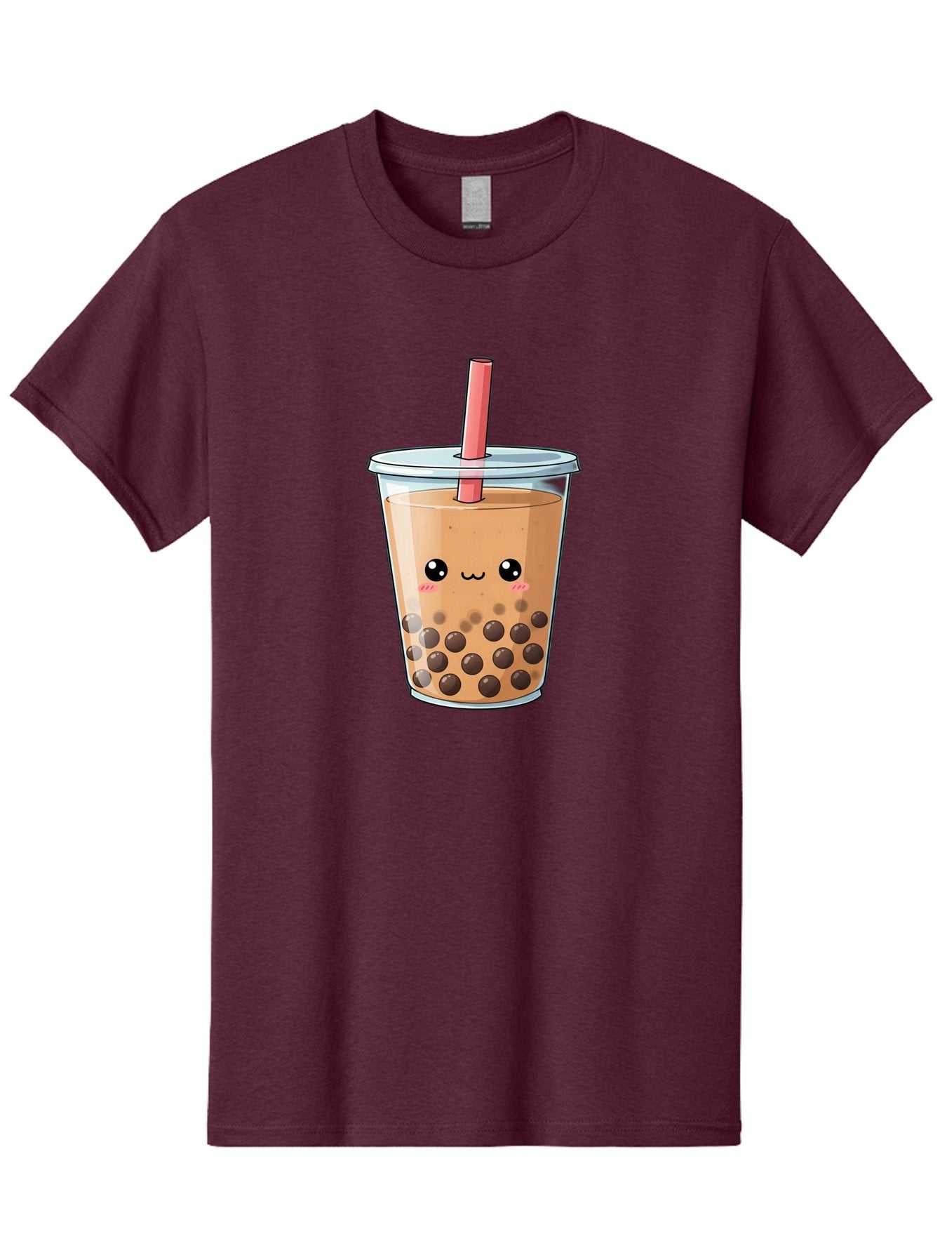 Bubble-Tea-5 Men'S Graphic Tee, 100% Cotton, Comfortable Casual Summer Wear, Machine Washable, Boba Tea, Milk Tea, Bubble Tea, Cute Drink, Cartoon Character, Adorable Face, Happy Expression, Brown Bubbles, Pink Straw, Iced Tea, Tea Culture, Bac707 15