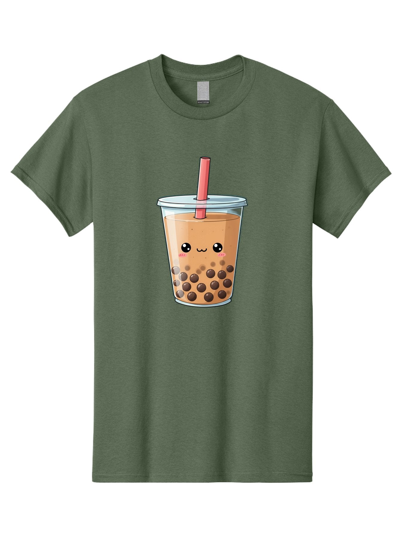 Bubble-Tea-5 Men'S Graphic Tee, 100% Cotton, Comfortable Casual Summer Wear, Machine Washable, Boba Tea, Milk Tea, Bubble Tea, Cute Drink, Cartoon Character, Adorable Face, Happy Expression, Brown Bubbles, Pink Straw, Iced Tea, Tea Culture, Bac707 14