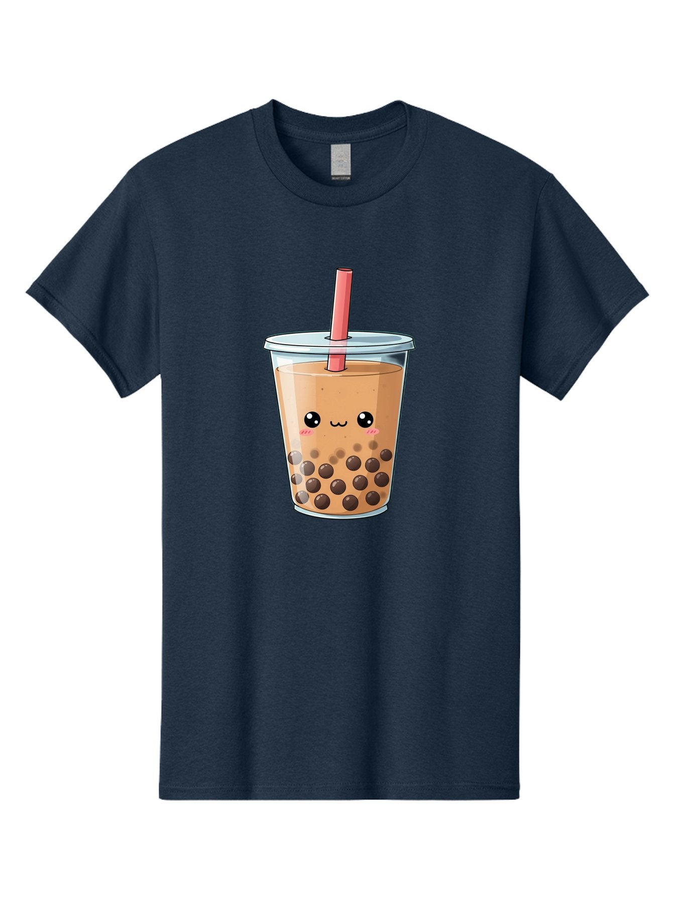 Bubble-Tea-5 Men'S Graphic Tee, 100% Cotton, Comfortable Casual Summer Wear, Machine Washable, Boba Tea, Milk Tea, Bubble Tea, Cute Drink, Cartoon Character, Adorable Face, Happy Expression, Brown Bubbles, Pink Straw, Iced Tea, Tea Culture, Bac707 11