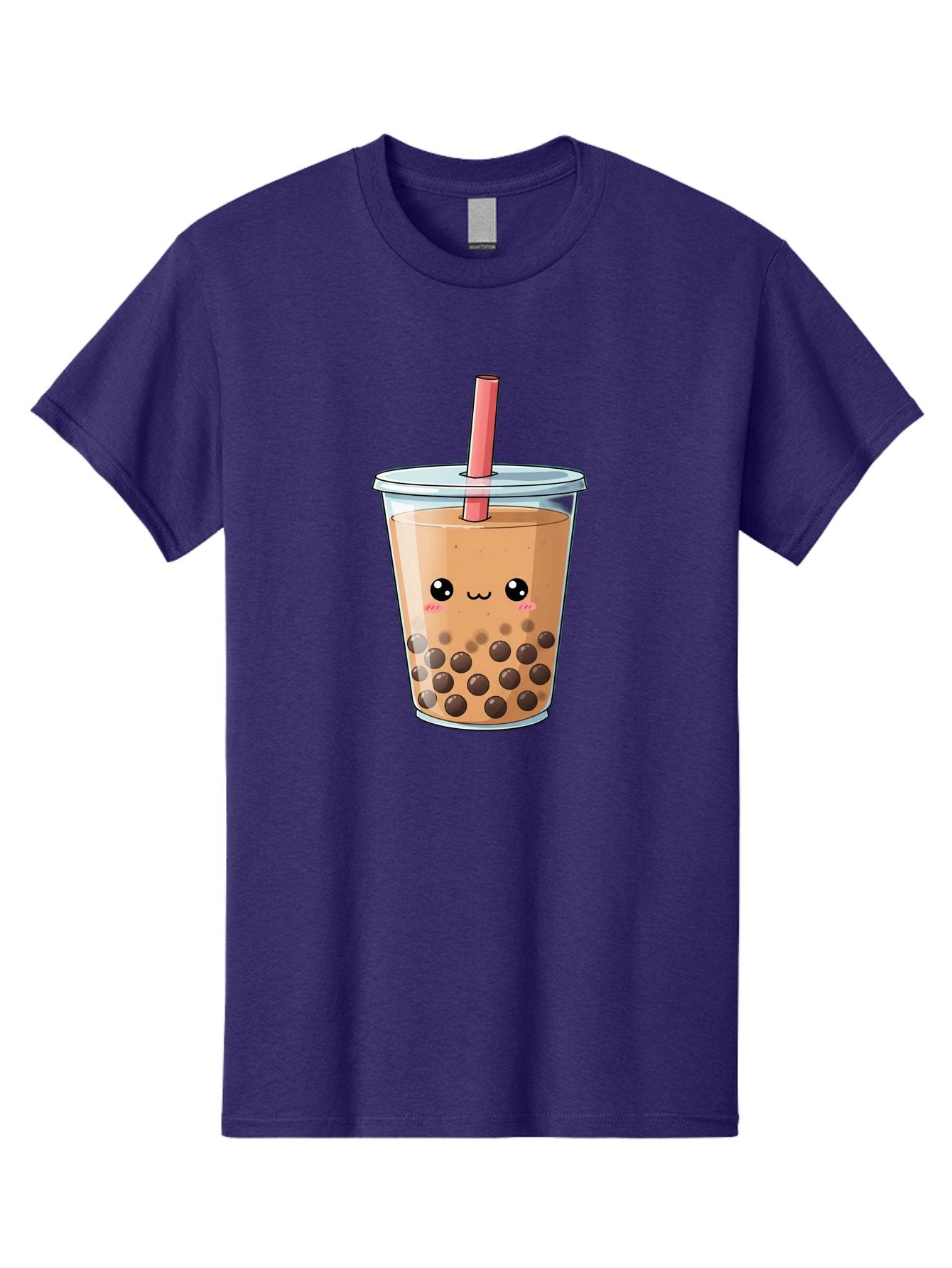 Bubble-Tea-5 Men'S Graphic Tee, 100% Cotton, Comfortable Casual Summer Wear, Machine Washable, Boba Tea, Milk Tea, Bubble Tea, Cute Drink, Cartoon Character, Adorable Face, Happy Expression, Brown Bubbles, Pink Straw, Iced Tea, Tea Culture, Bac707