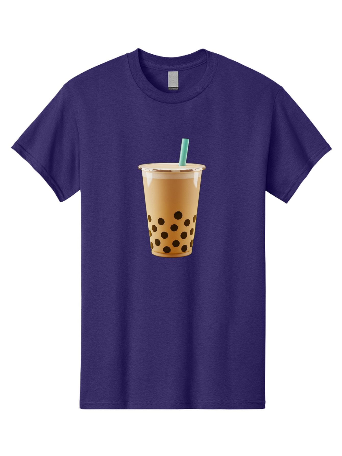 Bubble-Tea-7 Men'S Graphic Tee, 100% Cotton, Comfortable Casual Summer Wear, Machine Washable, Bubble Milk Tea, Boba Drink, Iced Tea, Creamy Texture, Black Tapioca Pearls, Takeout Cup, Blue Straw, Refreshing Beverage, Popular Drink Bac709