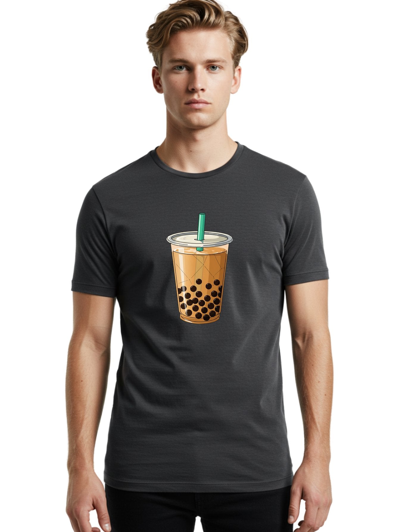 Bubble-Tea-8 Men'S Graphic Tee, 100% Cotton, Comfortable Casual Summer Wear, Machine Washable, Bubble Tea, Boba Tea, Milk Tea, Tapioca Pearls, Cold Drink, Plastic Cup, Straw, Takeout Beverage, Refreshing Drink, Sweet Treat Bac710 23