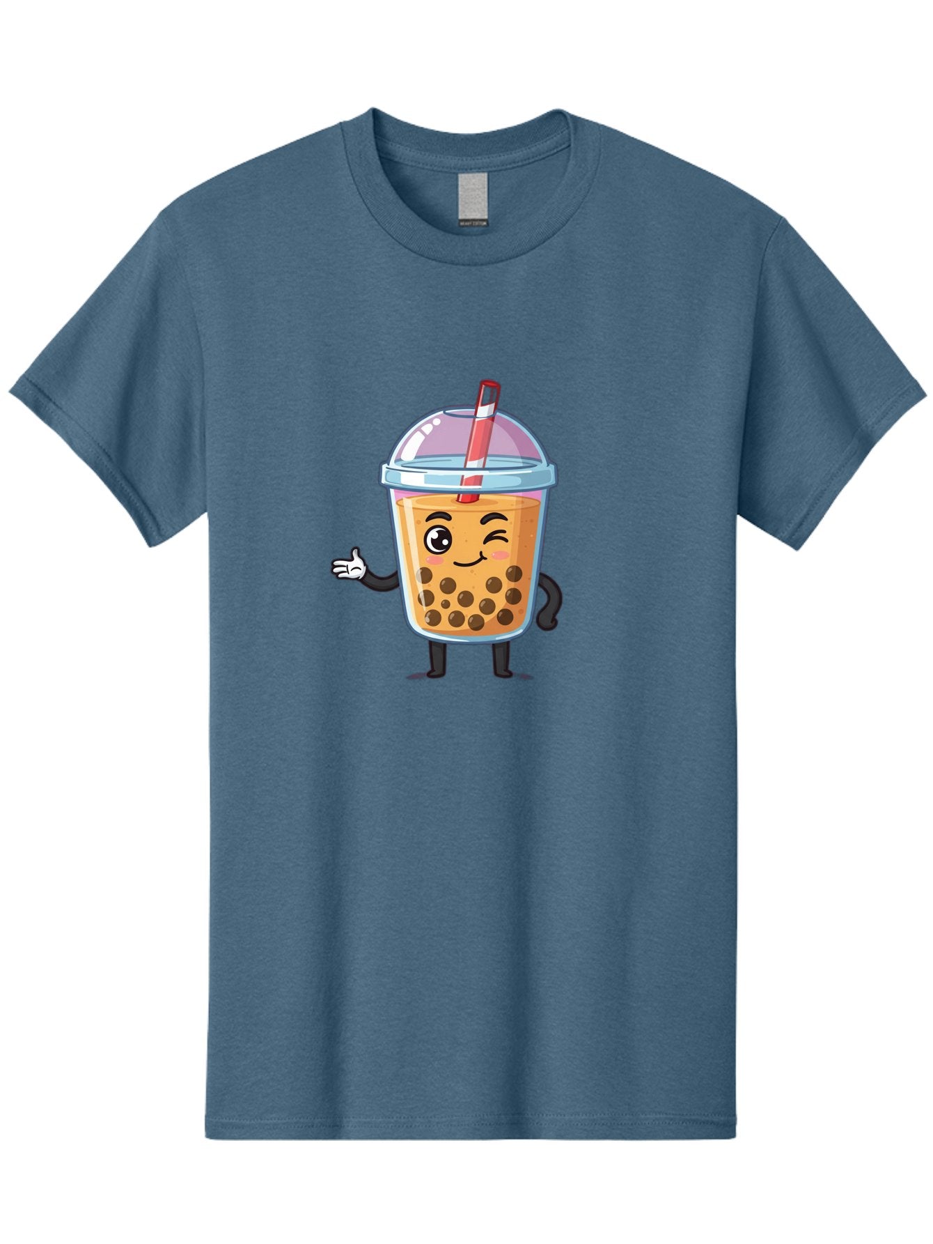 Bubble-Tea-Character Men'S Graphic Tee, 100% Cotton, Comfortable Casual Summer Wear, Machine Washable, Bubble Tea, Boba Drink, Cartoon Character, Cute Mascot, Smiling Face, Winking Eye, Straw, Boba Balls, Tea Cup, Drink Straw, Happy Face, Bac712 6