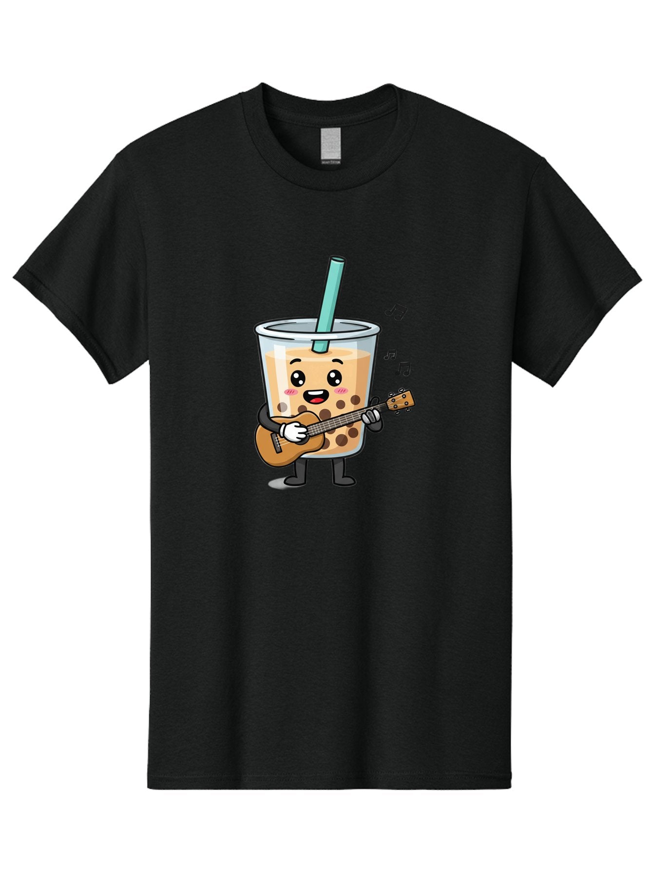 Bubble-Tea-With-Ukulele Men'S Graphic Tee, 100% Cotton, Comfortable Casual Summer Wear, Machine Washable, Boba Tea Playing Guitar, Cute Cartoon Character, Bubble Tea Mascot, Music Lover, Fun Beverage, Kawaii, Milk Tea, Quirky Illustration Bac713 8
