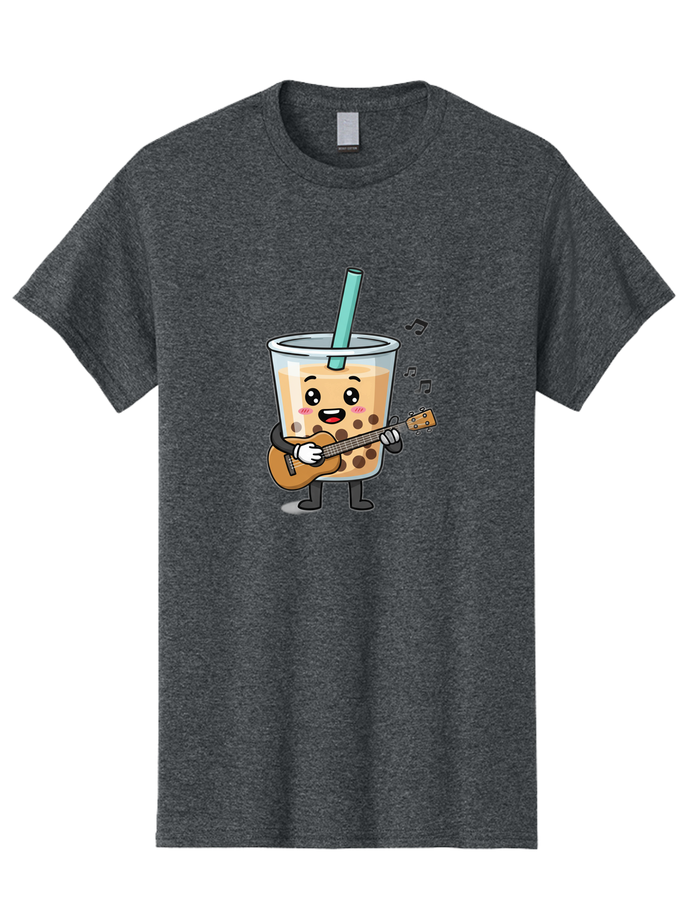 Bubble-Tea-With-Ukulele Men'S Graphic Tee, 100% Cotton, Comfortable Casual Summer Wear, Machine Washable, Boba Tea Playing Guitar, Cute Cartoon Character, Bubble Tea Mascot, Music Lover, Fun Beverage, Kawaii, Milk Tea, Quirky Illustration Bac713 10