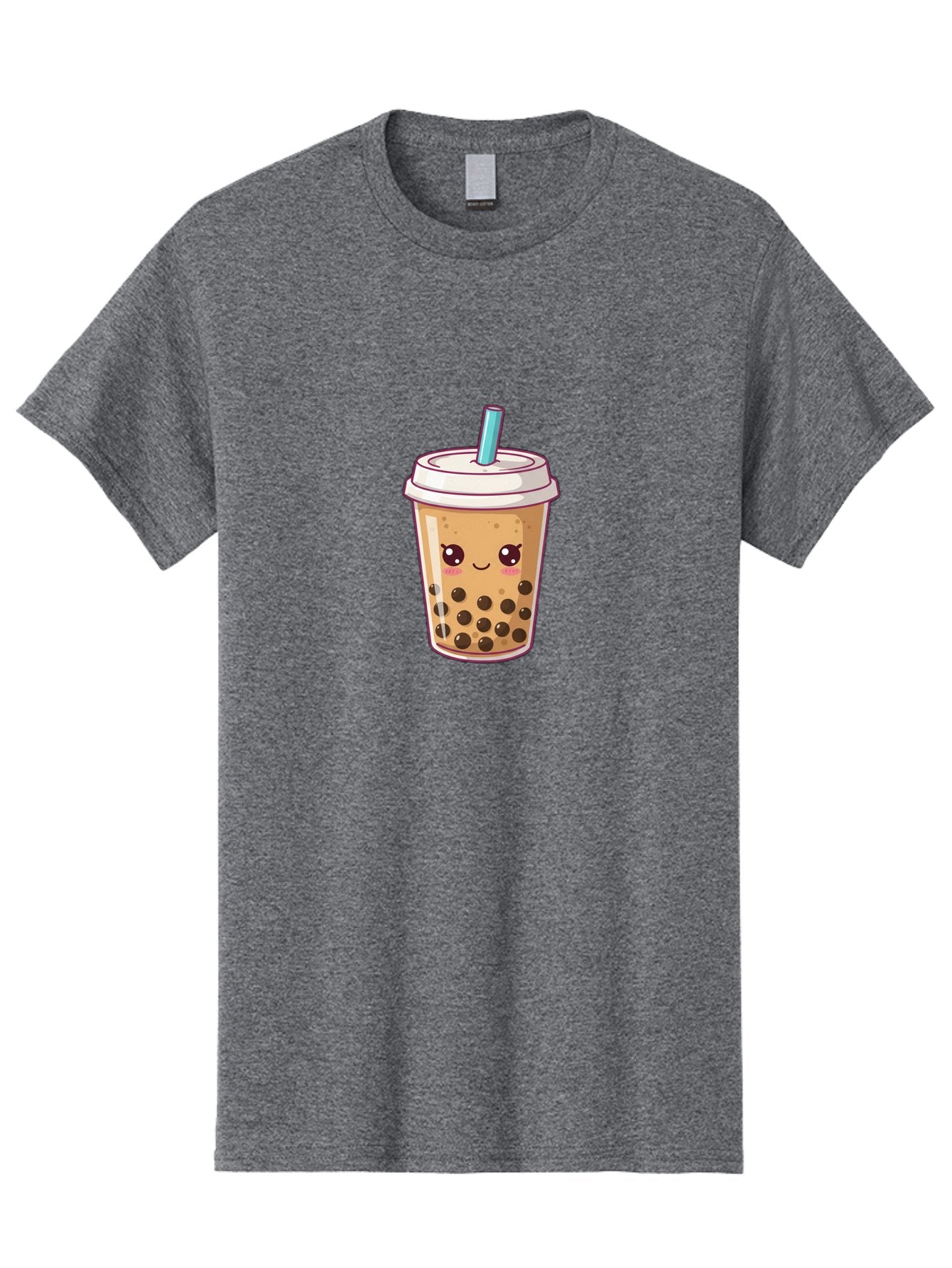 Bubble-Tea Men'S Graphic Tee, 100% Cotton, Comfortable Casual Summer Wear, Machine Washable, Cartoon Bubble Tea, Milk Tea With Boba, Bubble Tea Drink, Kawaii Drink, Cute Beverage, Boba Tea, Tea With Straw, Smiling Drink Bac714