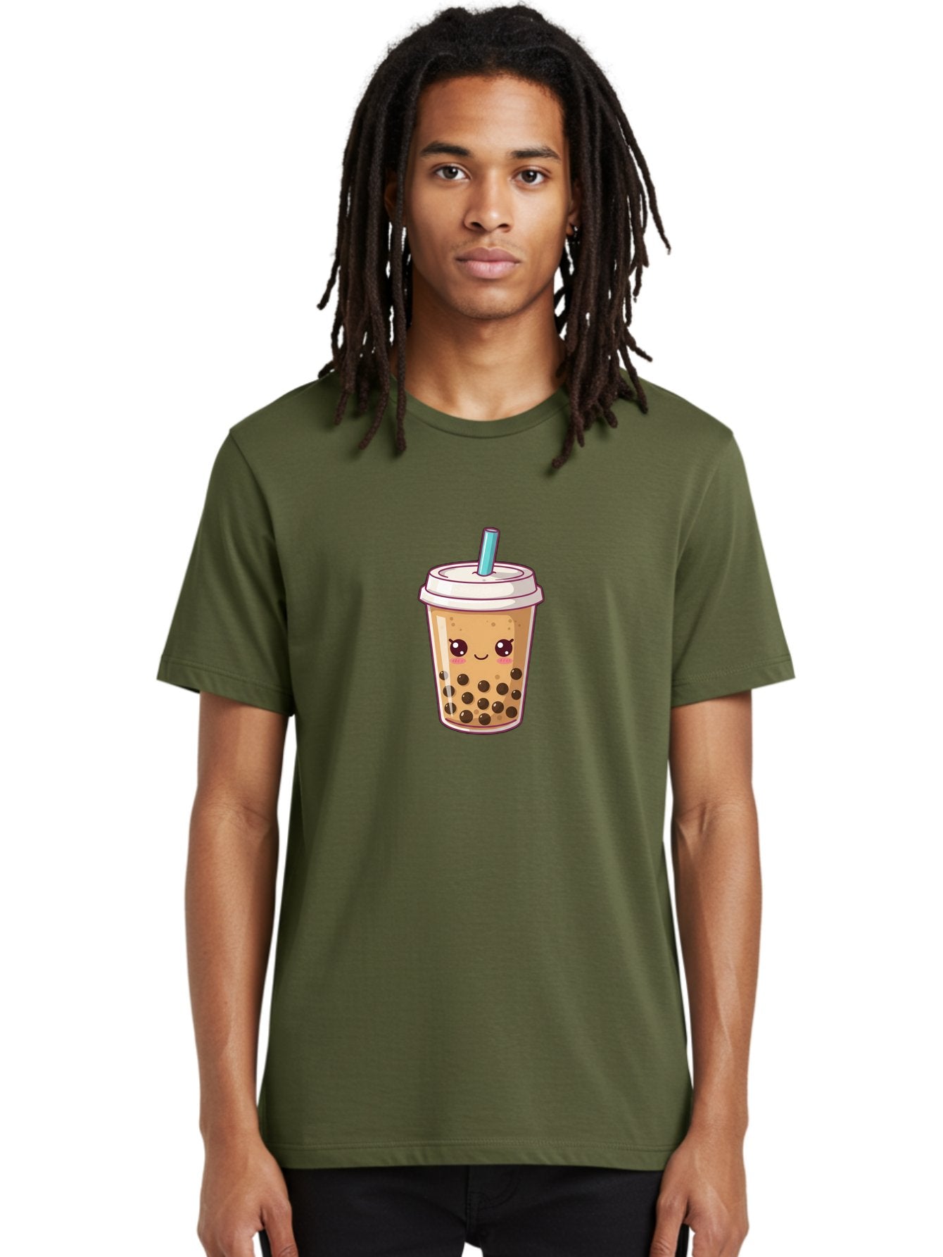 Bubble-Tea Men'S Graphic Tee, 100% Cotton, Comfortable Casual Summer Wear, Machine Washable, Cartoon Bubble Tea, Milk Tea With Boba, Bubble Tea Drink, Kawaii Drink, Cute Beverage, Boba Tea, Tea With Straw, Smiling Drink Bac714 22