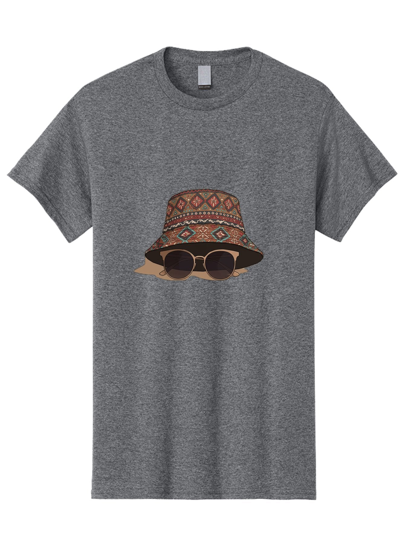 Bucket-Hat-Sunglasses-1 Men'S Graphic Tee, 100% Cotton, Comfortable Casual Summer Wear, Machine Washable, Boho Chic Style, Sunglasses, Hat Fashion, Summer Vibes, Trendy Sunglasses, Fashion Accessory, Stylish Hat Bac717