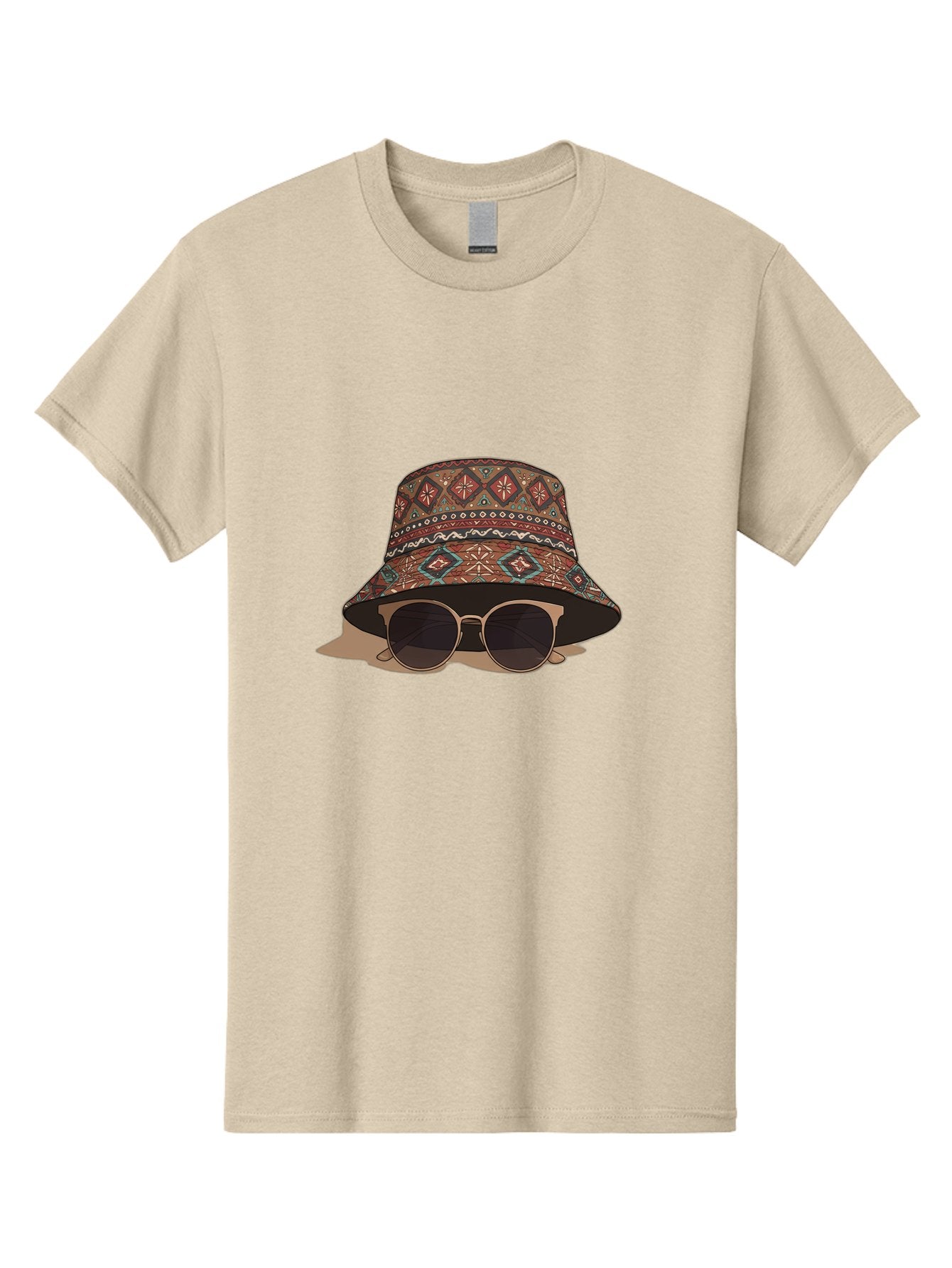 Bucket-Hat-Sunglasses-1 Men'S Graphic Tee, 100% Cotton, Comfortable Casual Summer Wear, Machine Washable, Boho Chic Style, Sunglasses, Hat Fashion, Summer Vibes, Trendy Sunglasses, Fashion Accessory, Stylish Hat Bac717 7