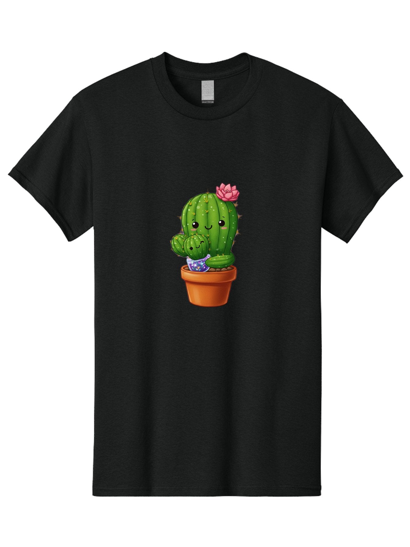 Cactus-1 Men'S Graphic Tee, 100% Cotton, Comfortable Casual Summer Wear, Machine Washable, Cactus In Terracotta Pot, Smiling Cactus, Baby Cactus In Pot, Cute Cartoon Cactus, Cactus With Pink Flower, Happy Cactus, Desert Plants, Adorable Cacti, Bac723 3