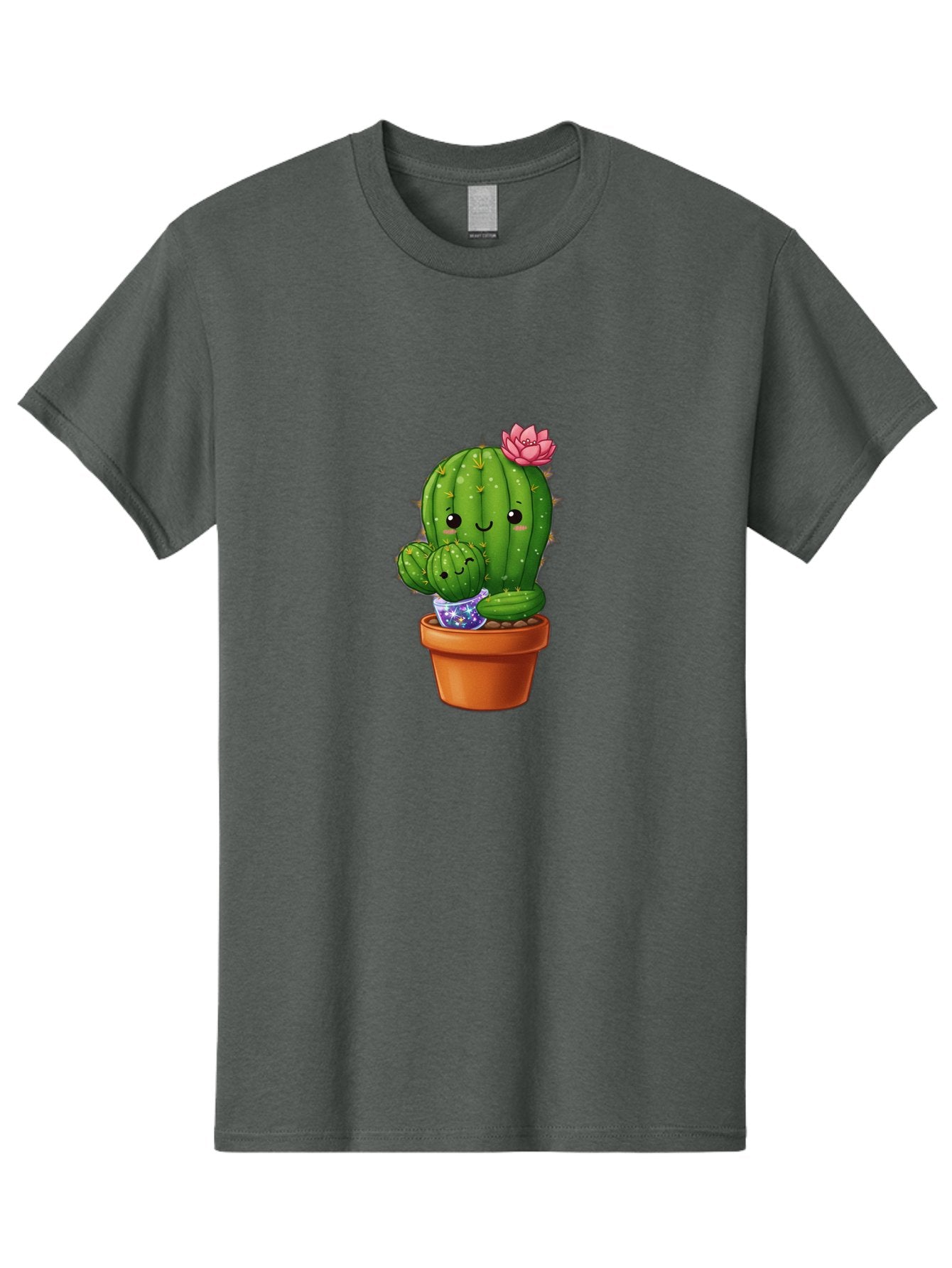 Cactus-1 Men'S Graphic Tee, 100% Cotton, Comfortable Casual Summer Wear, Machine Washable, Cactus In Terracotta Pot, Smiling Cactus, Baby Cactus In Pot, Cute Cartoon Cactus, Cactus With Pink Flower, Happy Cactus, Desert Plants, Adorable Cacti, Bac723