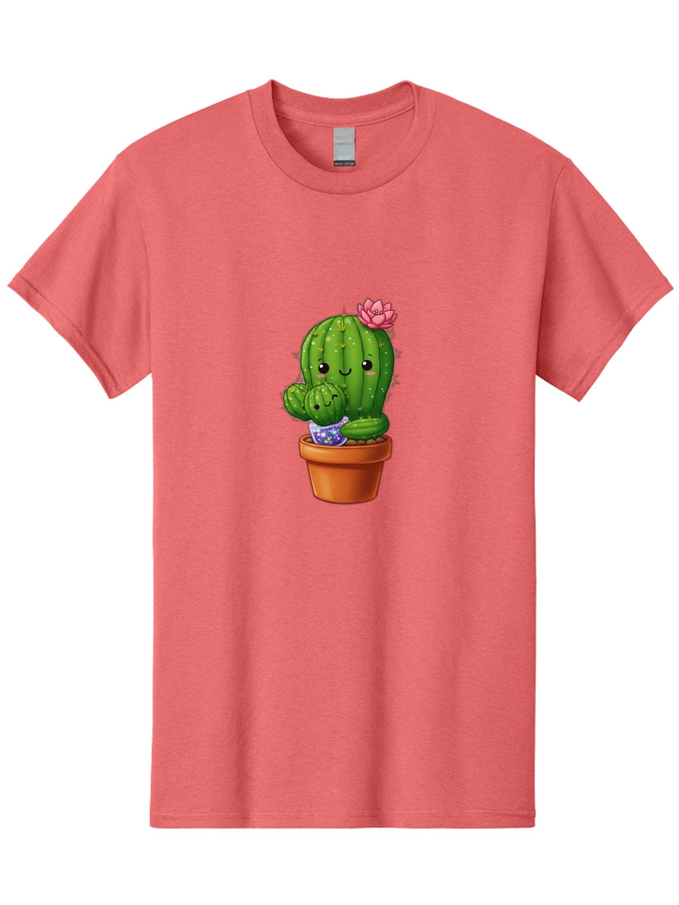 Cactus-1 Men'S Graphic Tee, 100% Cotton, Comfortable Casual Summer Wear, Machine Washable, Cactus In Terracotta Pot, Smiling Cactus, Baby Cactus In Pot, Cute Cartoon Cactus, Cactus With Pink Flower, Happy Cactus, Desert Plants, Adorable Cacti, Bac723 7