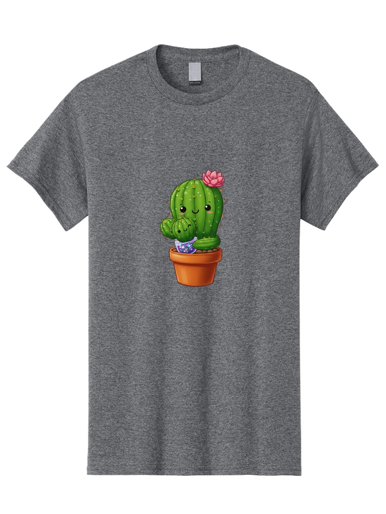 Cactus-1 Men'S Graphic Tee, 100% Cotton, Comfortable Casual Summer Wear, Machine Washable, Cactus In Terracotta Pot, Smiling Cactus, Baby Cactus In Pot, Cute Cartoon Cactus, Cactus With Pink Flower, Happy Cactus, Desert Plants, Adorable Cacti, Bac723