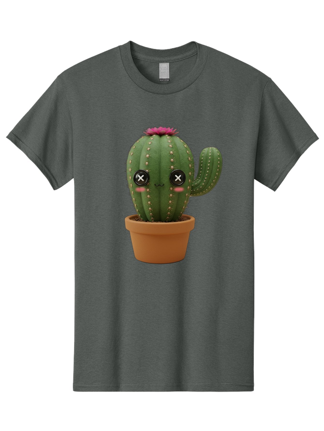 Cactus-2 Men'S Graphic Tee, 100% Cotton, Comfortable Casual Summer Wear, Machine Washable, Cactus In Pot, Plush Toy, Digital Illustration, Cute Character, Prickly Plant, Smiling Face, Pink Flower, Decorative Pot, Soft Texture, Adorable Design, Bac724 14