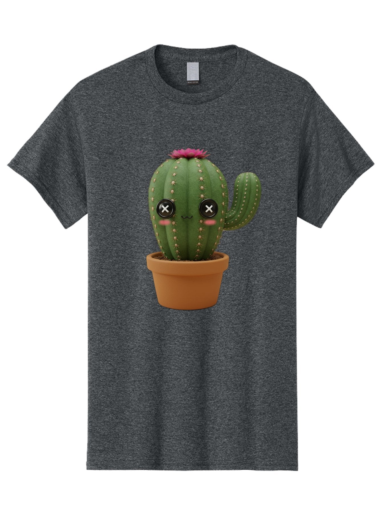 Cactus-2 Men'S Graphic Tee, 100% Cotton, Comfortable Casual Summer Wear, Machine Washable, Cactus In Pot, Plush Toy, Digital Illustration, Cute Character, Prickly Plant, Smiling Face, Pink Flower, Decorative Pot, Soft Texture, Adorable Design, Bac724 8
