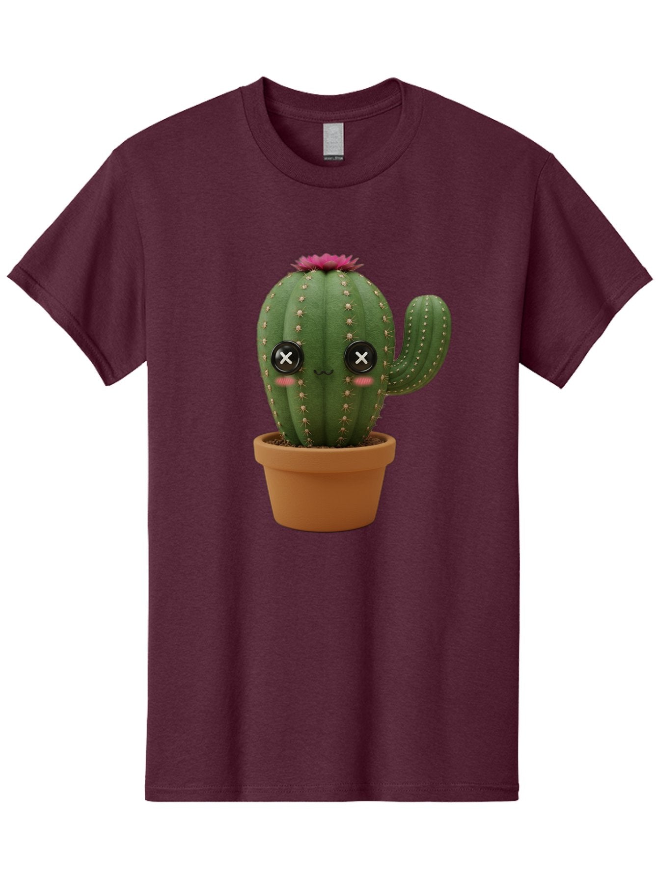 Cactus-2 Men'S Graphic Tee, 100% Cotton, Comfortable Casual Summer Wear, Machine Washable, Cactus In Pot, Plush Toy, Digital Illustration, Cute Character, Prickly Plant, Smiling Face, Pink Flower, Decorative Pot, Soft Texture, Adorable Design, Bac724 11