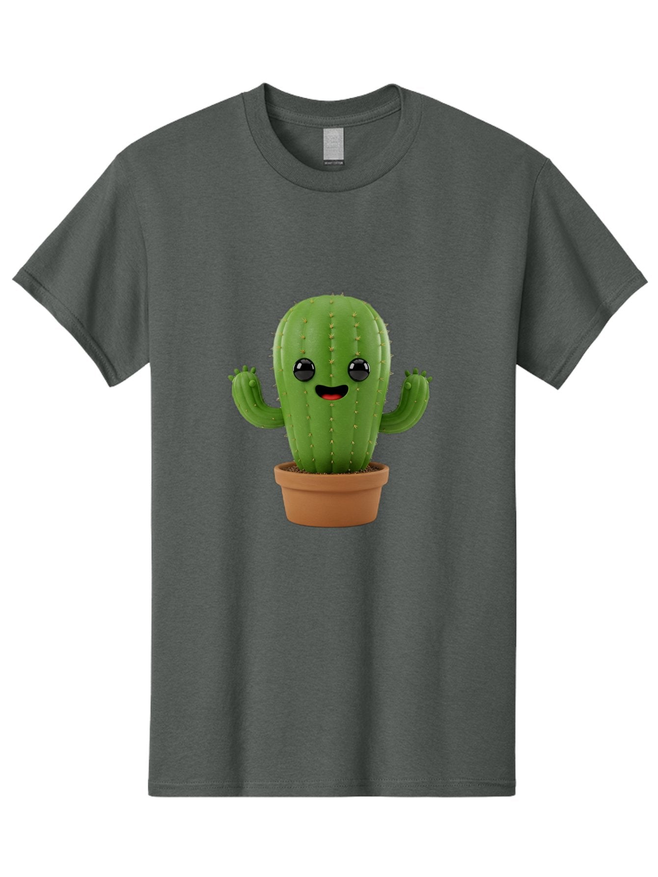 Cactus-3 Men'S Graphic Tee, 100% Cotton, Comfortable Casual Summer Wear, Machine Washable, Cartoon Cactus, Potted Cactus, Playful Plant, Friendly Cactus, Adorable Character, Quirky Decoration, Digital Art, Fun Design, Happy Face, Cartoon Style Bac725 5