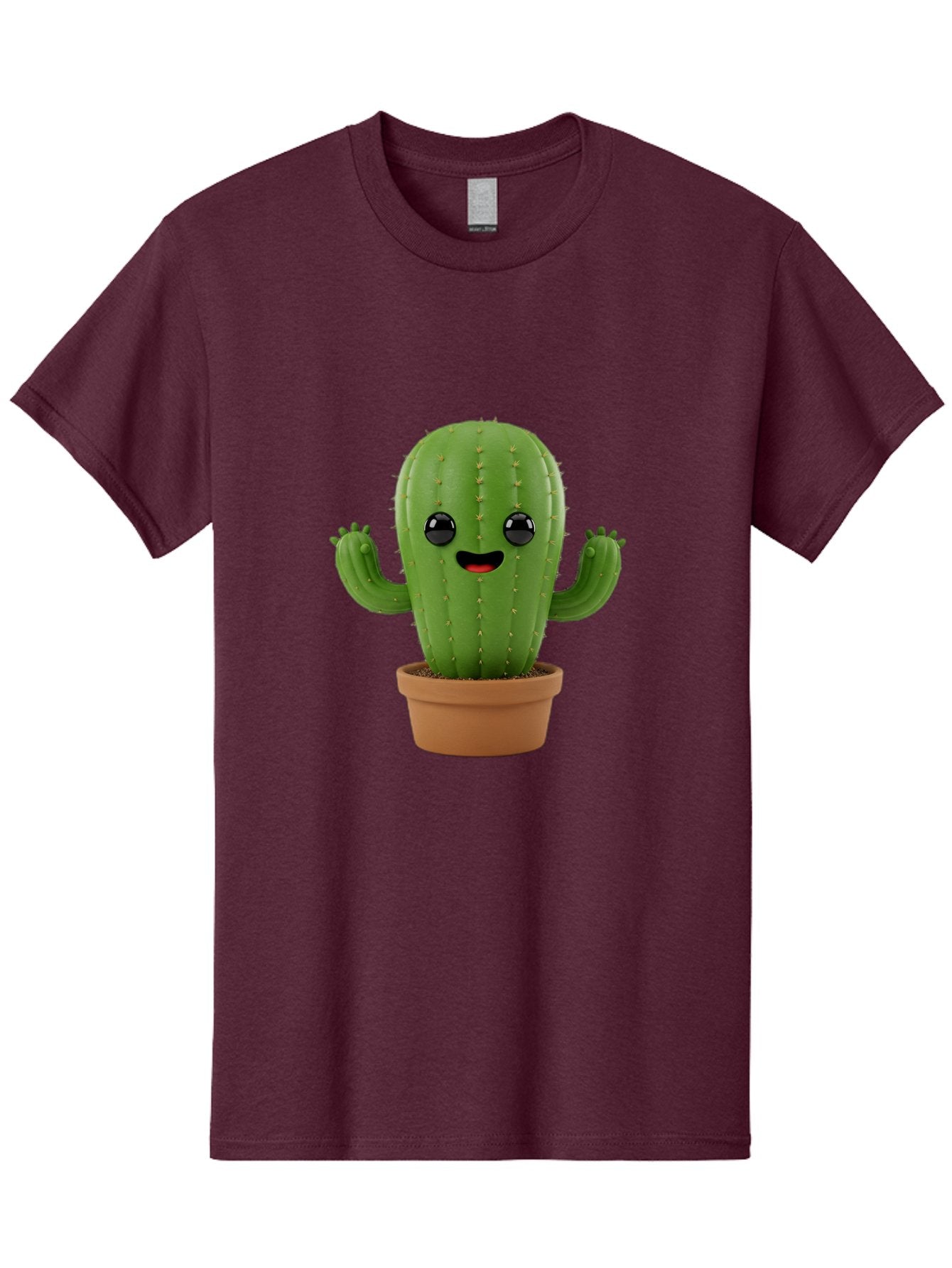 Cactus-3 Men'S Graphic Tee, 100% Cotton, Comfortable Casual Summer Wear, Machine Washable, Cartoon Cactus, Potted Cactus, Playful Plant, Friendly Cactus, Adorable Character, Quirky Decoration, Digital Art, Fun Design, Happy Face, Cartoon Style Bac725 11