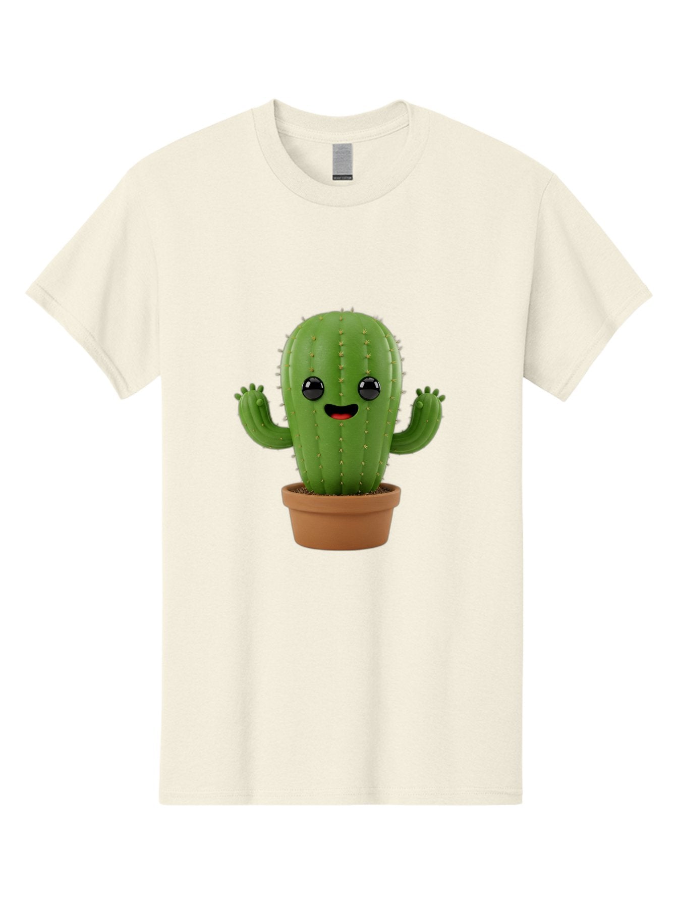 Cactus-3 Men'S Graphic Tee, 100% Cotton, Comfortable Casual Summer Wear, Machine Washable, Cartoon Cactus, Potted Cactus, Playful Plant, Friendly Cactus, Adorable Character, Quirky Decoration, Digital Art, Fun Design, Happy Face, Cartoon Style Bac725 7