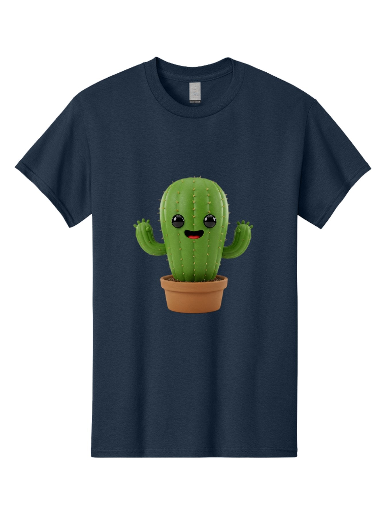 Cactus-3 Men'S Graphic Tee, 100% Cotton, Comfortable Casual Summer Wear, Machine Washable, Cartoon Cactus, Potted Cactus, Playful Plant, Friendly Cactus, Adorable Character, Quirky Decoration, Digital Art, Fun Design, Happy Face, Cartoon Style Bac725 3