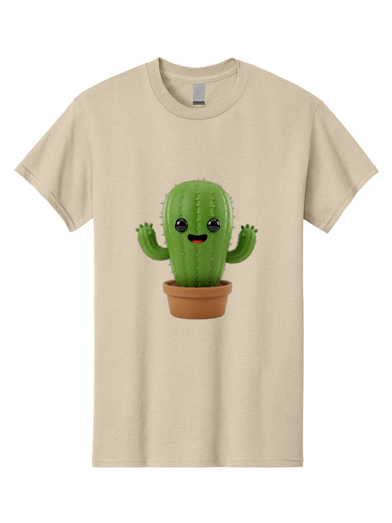 Cactus-3 Men'S Graphic Tee, 100% Cotton, Comfortable Casual Summer Wear, Machine Washable, Cartoon Cactus, Potted Cactus, Playful Plant, Friendly Cactus, Adorable Character, Quirky Decoration, Digital Art, Fun Design, Happy Face, Cartoon Style Bac725 4
