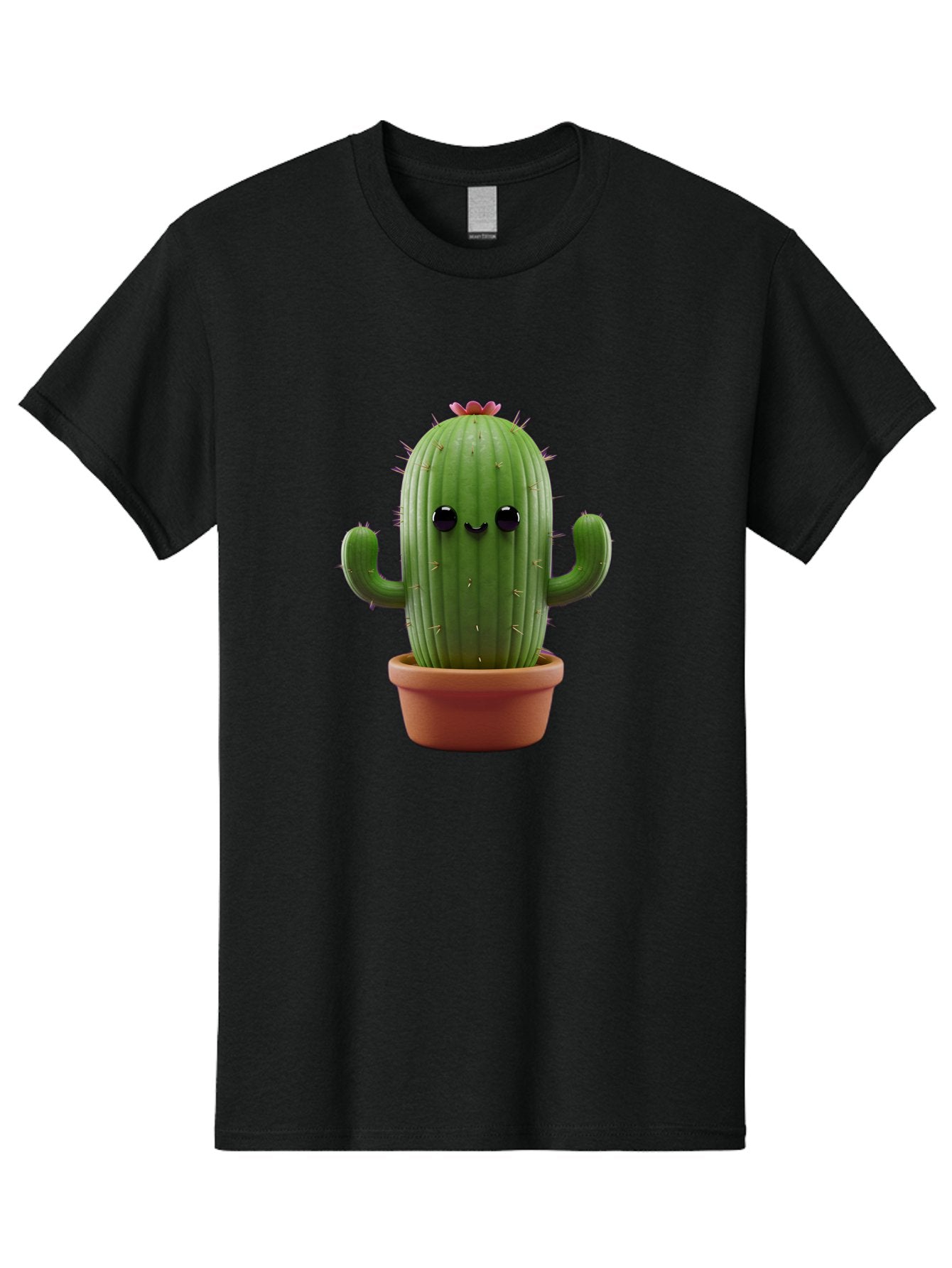 Cactus-4 Men'S Graphic Tee, 100% Cotton, Comfortable Casual Summer Wear, Machine Washable, Cute Cactus, Potted Plant, Cartoon Character, Desert Flora, Funny Face, Small Arms, Spiky Texture, Kawaii Style, Terracotta Pot, Digital Illustration Bac726 15