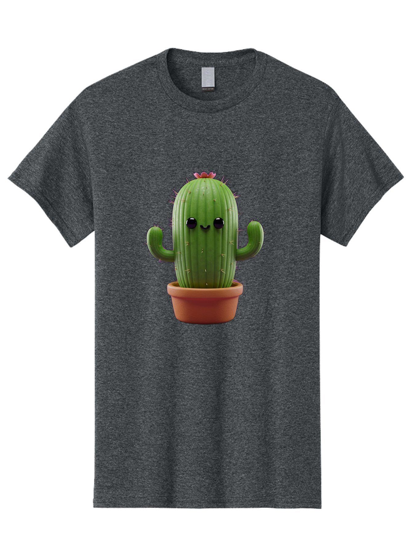 Cactus-4 Men'S Graphic Tee, 100% Cotton, Comfortable Casual Summer Wear, Machine Washable, Cute Cactus, Potted Plant, Cartoon Character, Desert Flora, Funny Face, Small Arms, Spiky Texture, Kawaii Style, Terracotta Pot, Digital Illustration Bac726 12