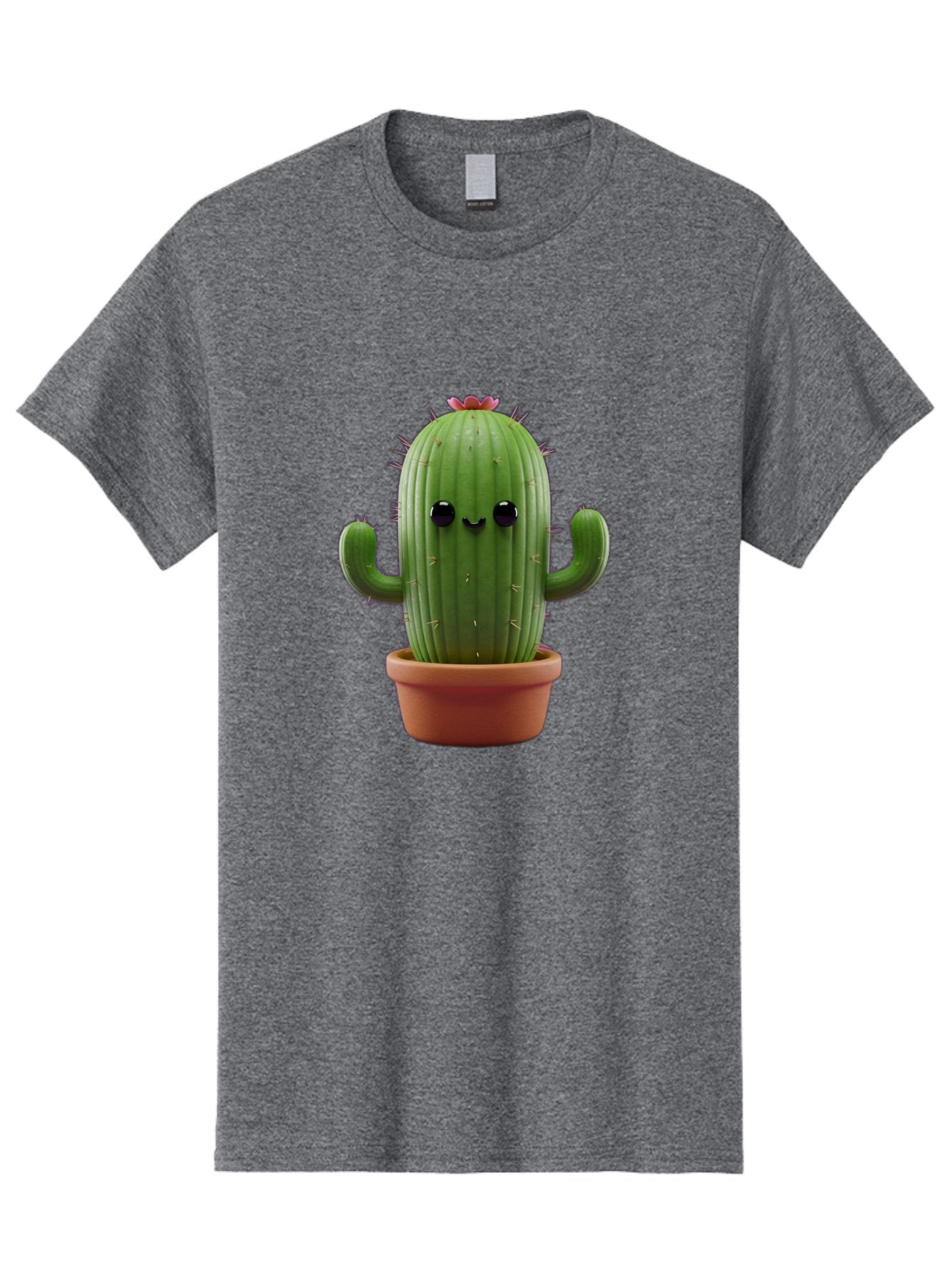 Cactus-4 Men'S Graphic Tee, 100% Cotton, Comfortable Casual Summer Wear, Machine Washable, Cute Cactus, Potted Plant, Cartoon Character, Desert Flora, Funny Face, Small Arms, Spiky Texture, Kawaii Style, Terracotta Pot, Digital Illustration Bac726 13