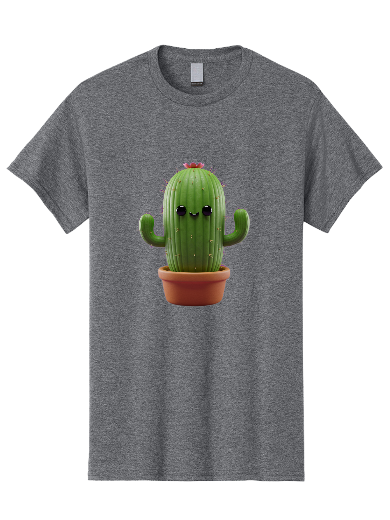 Cactus-4 Men'S Graphic Tee, 100% Cotton, Comfortable Casual Summer Wear, Machine Washable, Cute Cactus, Potted Plant, Cartoon Character, Desert Flora, Funny Face, Small Arms, Spiky Texture, Kawaii Style, Terracotta Pot, Digital Illustration Bac726 15