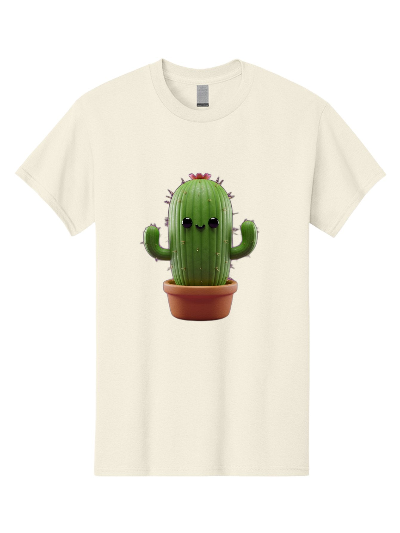 Cactus-4 Men'S Graphic Tee, 100% Cotton, Comfortable Casual Summer Wear, Machine Washable, Cute Cactus, Potted Plant, Cartoon Character, Desert Flora, Funny Face, Small Arms, Spiky Texture, Kawaii Style, Terracotta Pot, Digital Illustration Bac726 14