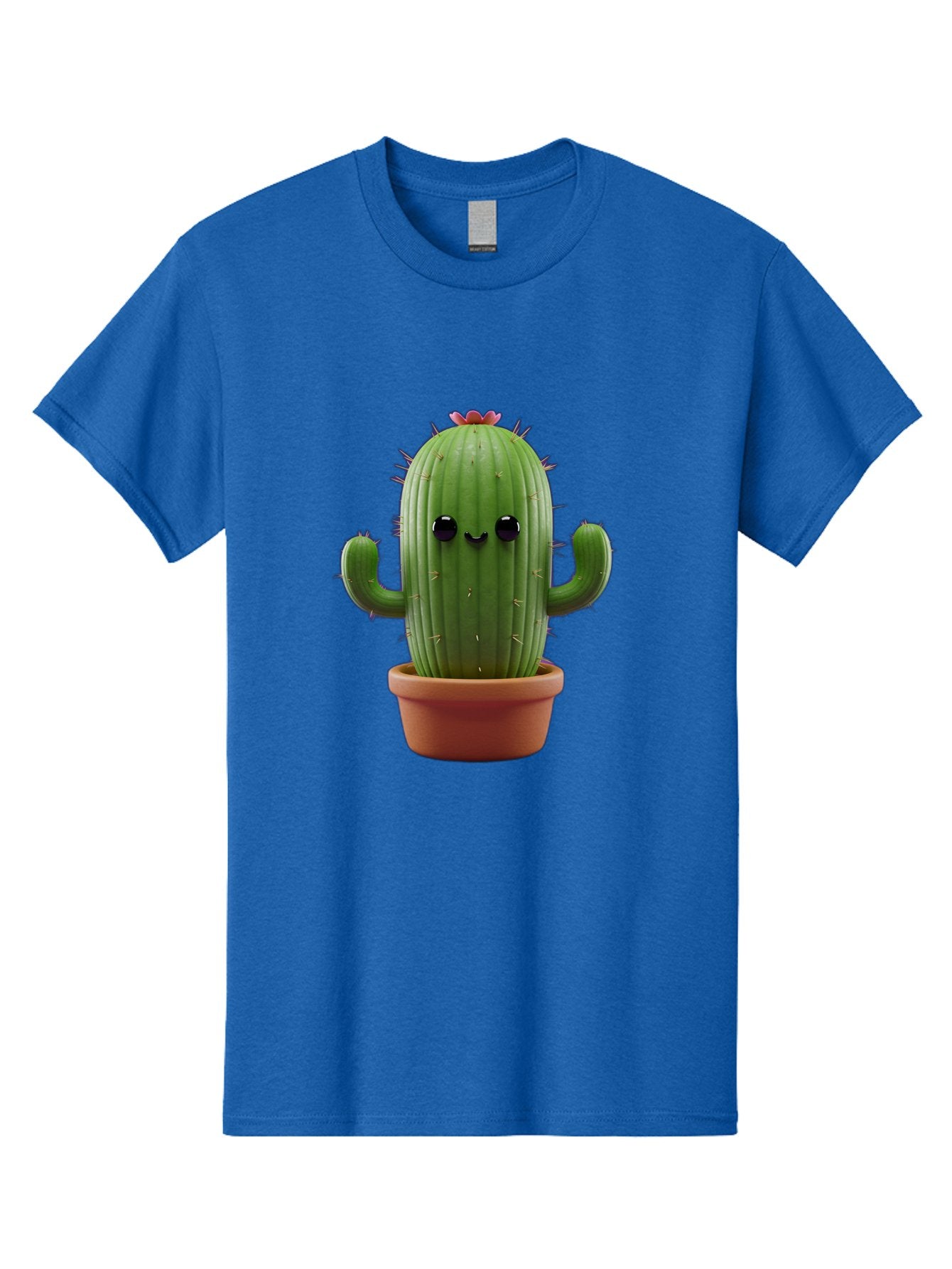 Cactus-4 Men'S Graphic Tee, 100% Cotton, Comfortable Casual Summer Wear, Machine Washable, Cute Cactus, Potted Plant, Cartoon Character, Desert Flora, Funny Face, Small Arms, Spiky Texture, Kawaii Style, Terracotta Pot, Digital Illustration Bac726 6