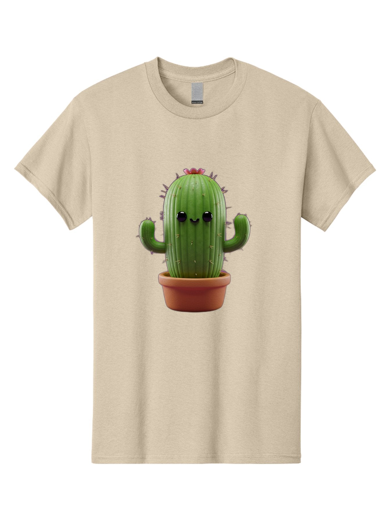 Cactus-4 Men'S Graphic Tee, 100% Cotton, Comfortable Casual Summer Wear, Machine Washable, Cute Cactus, Potted Plant, Cartoon Character, Desert Flora, Funny Face, Small Arms, Spiky Texture, Kawaii Style, Terracotta Pot, Digital Illustration Bac726 10