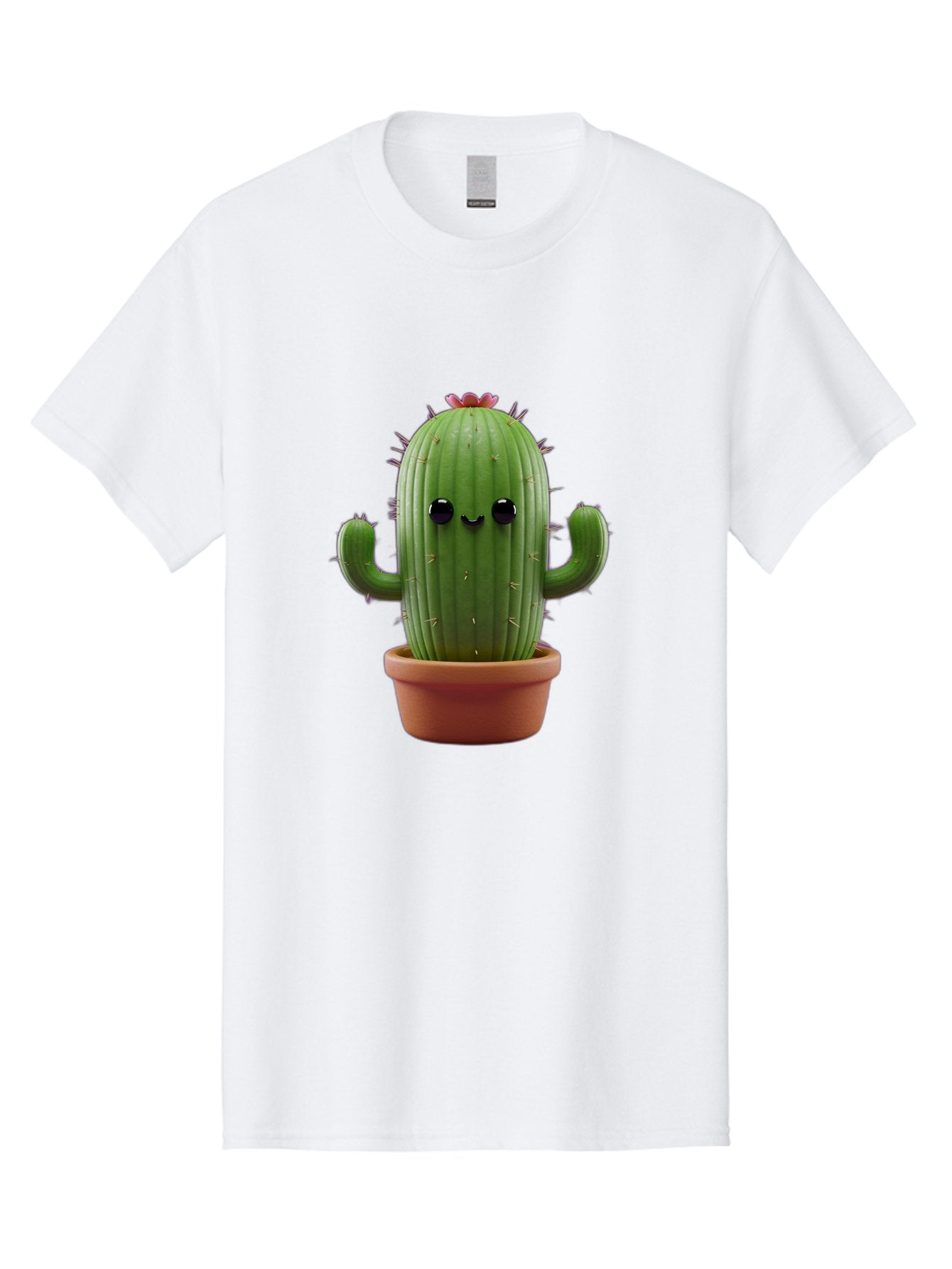 Cactus-4 Men'S Graphic Tee, 100% Cotton, Comfortable Casual Summer Wear, Machine Washable, Cute Cactus, Potted Plant, Cartoon Character, Desert Flora, Funny Face, Small Arms, Spiky Texture, Kawaii Style, Terracotta Pot, Digital Illustration Bac726 7
