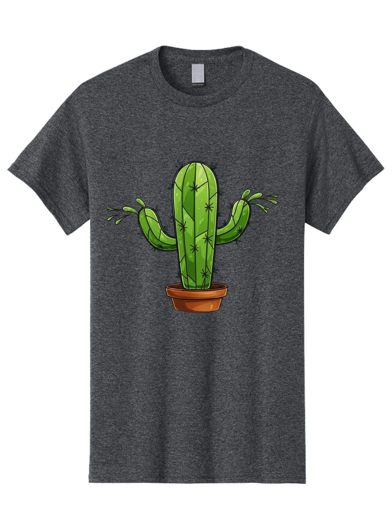 Cactus-5 Men'S Graphic Tee, 100% Cotton, Comfortable Casual Summer Wear, Machine Washable, Potted Cactus, Cartoon Cactus, Cactus Plant, Green Cactus, Terracotta Pot, Prickly Cactus, Desert Plant, Houseplant, Succulent, Cactus Illustration, Bac727 4