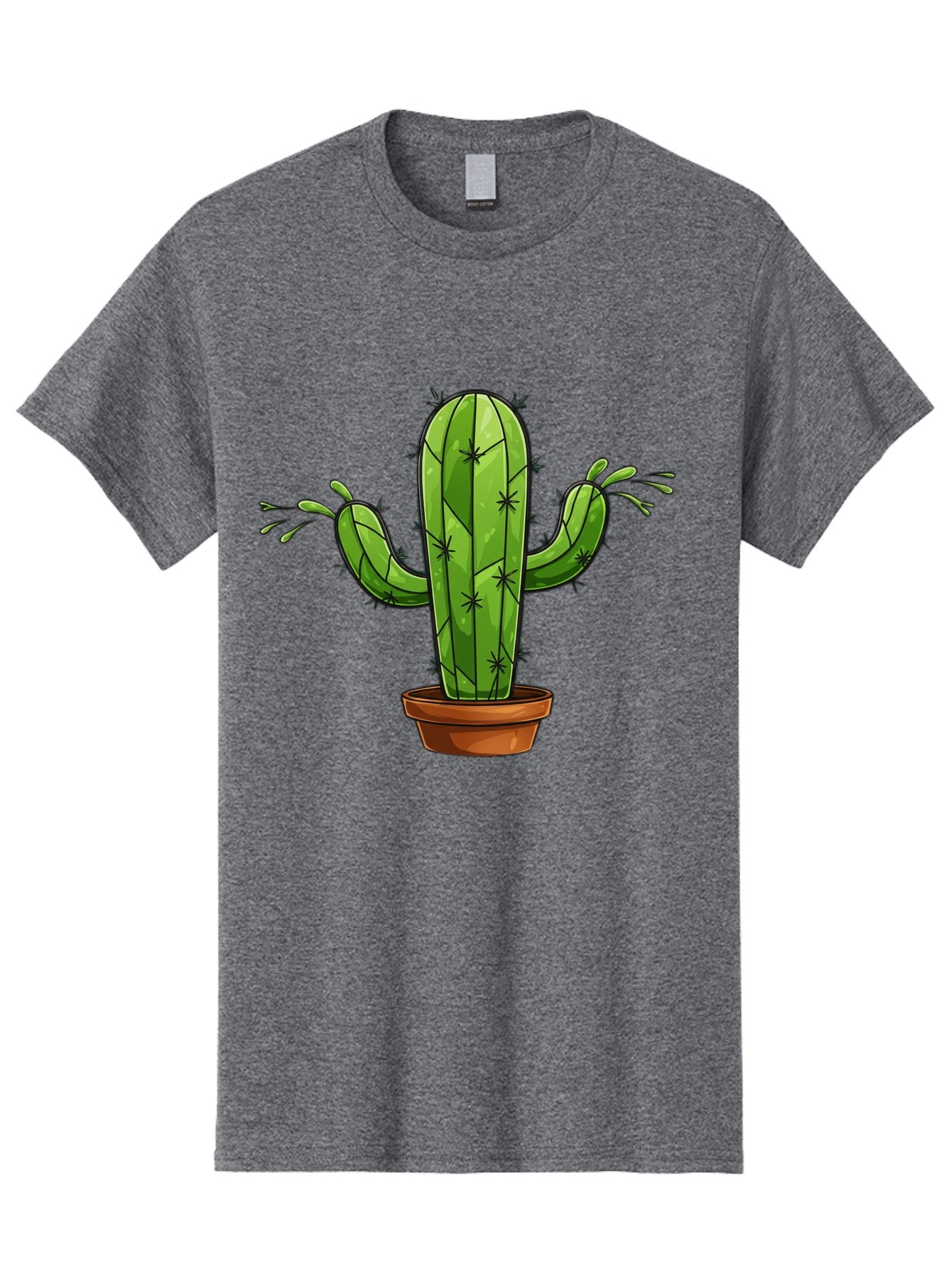Cactus-5 Men'S Graphic Tee, 100% Cotton, Comfortable Casual Summer Wear, Machine Washable, Potted Cactus, Cartoon Cactus, Cactus Plant, Green Cactus, Terracotta Pot, Prickly Cactus, Desert Plant, Houseplant, Succulent, Cactus Illustration, Bac727