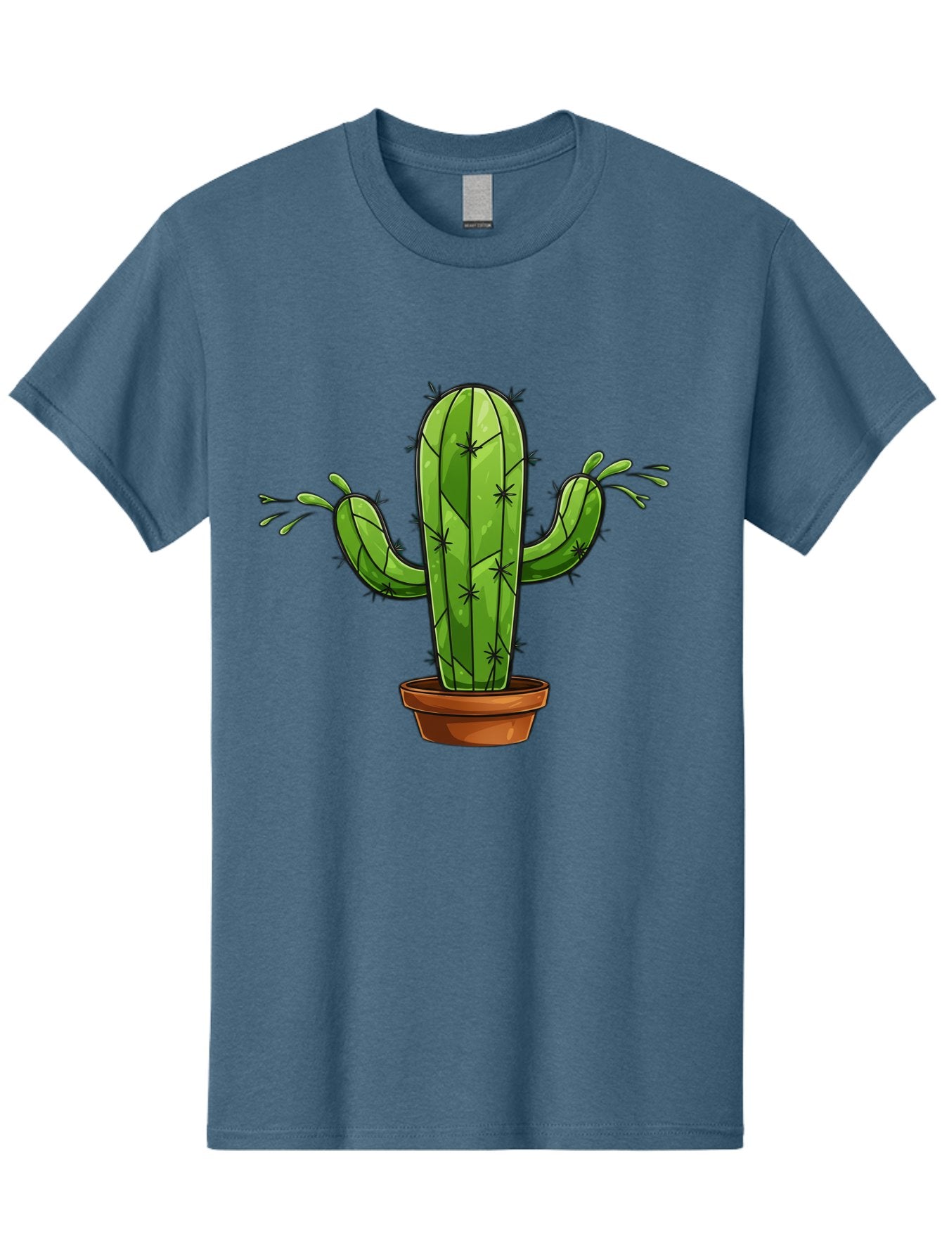 Cactus-5 Men'S Graphic Tee, 100% Cotton, Comfortable Casual Summer Wear, Machine Washable, Potted Cactus, Cartoon Cactus, Cactus Plant, Green Cactus, Terracotta Pot, Prickly Cactus, Desert Plant, Houseplant, Succulent, Cactus Illustration, Bac727 13
