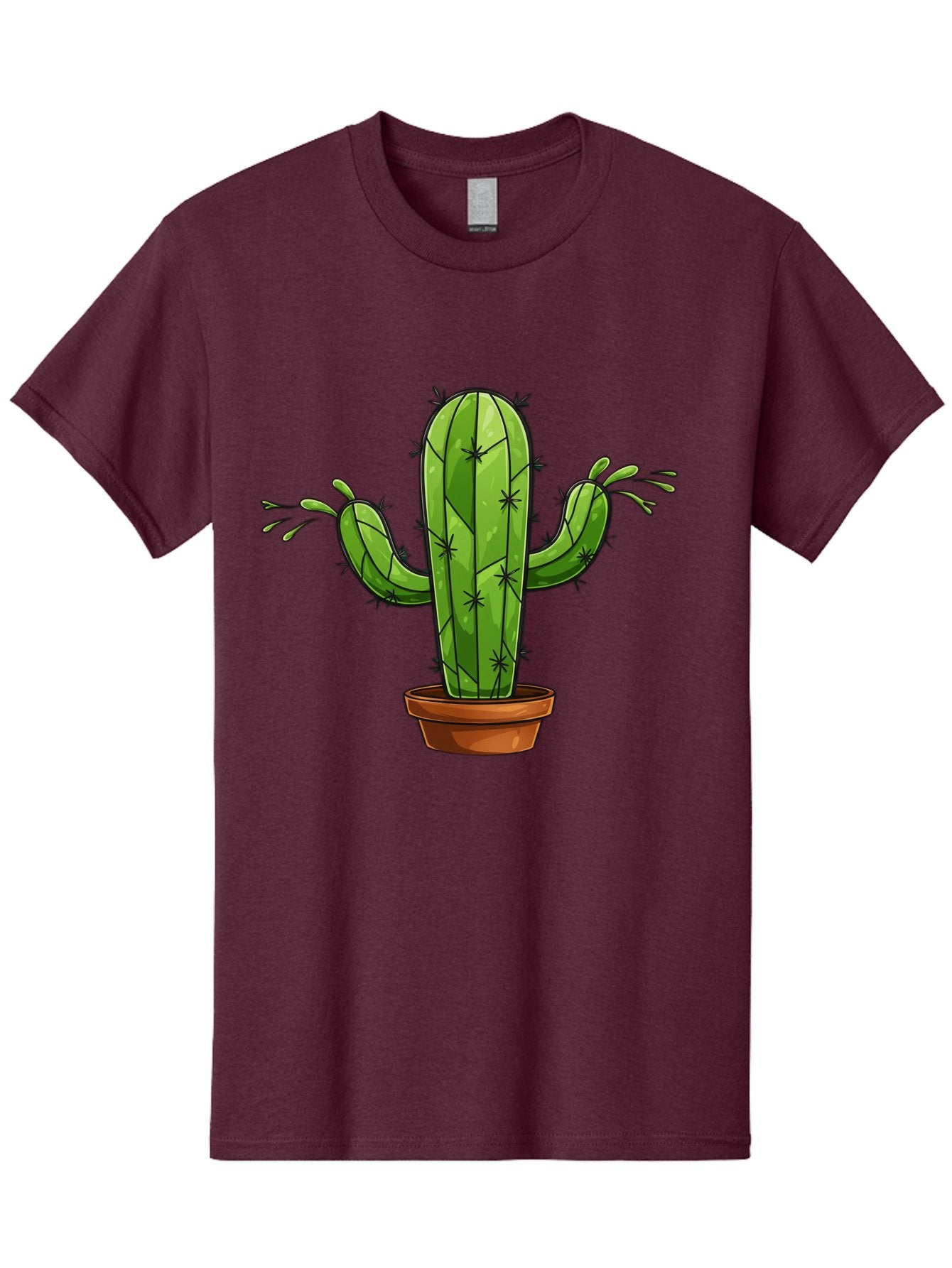 Cactus-5 Men'S Graphic Tee, 100% Cotton, Comfortable Casual Summer Wear, Machine Washable, Potted Cactus, Cartoon Cactus, Cactus Plant, Green Cactus, Terracotta Pot, Prickly Cactus, Desert Plant, Houseplant, Succulent, Cactus Illustration, Bac727 6