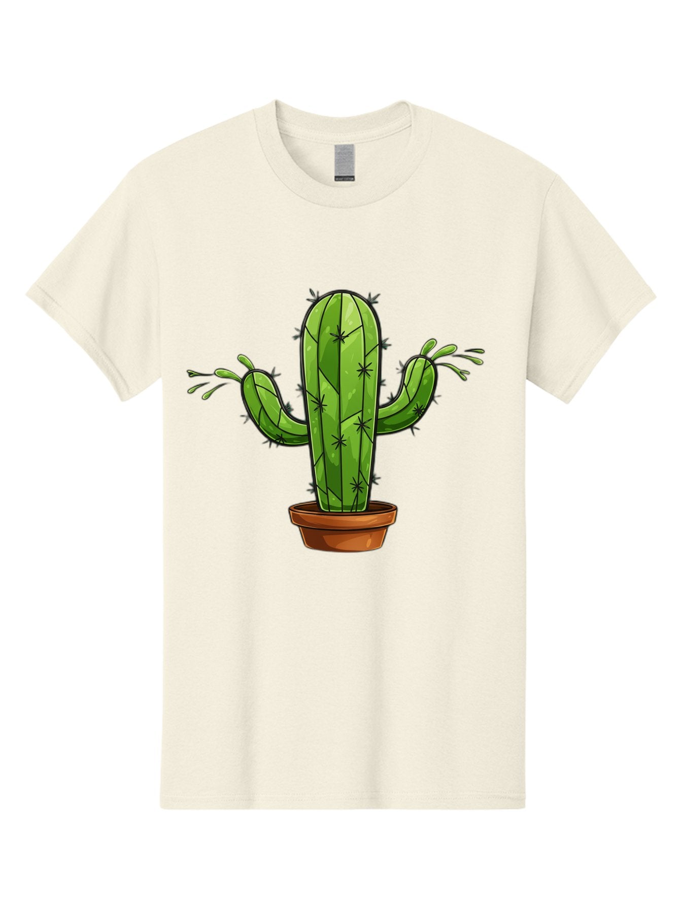 Cactus-5 Men'S Graphic Tee, 100% Cotton, Comfortable Casual Summer Wear, Machine Washable, Potted Cactus, Cartoon Cactus, Cactus Plant, Green Cactus, Terracotta Pot, Prickly Cactus, Desert Plant, Houseplant, Succulent, Cactus Illustration, Bac727 10