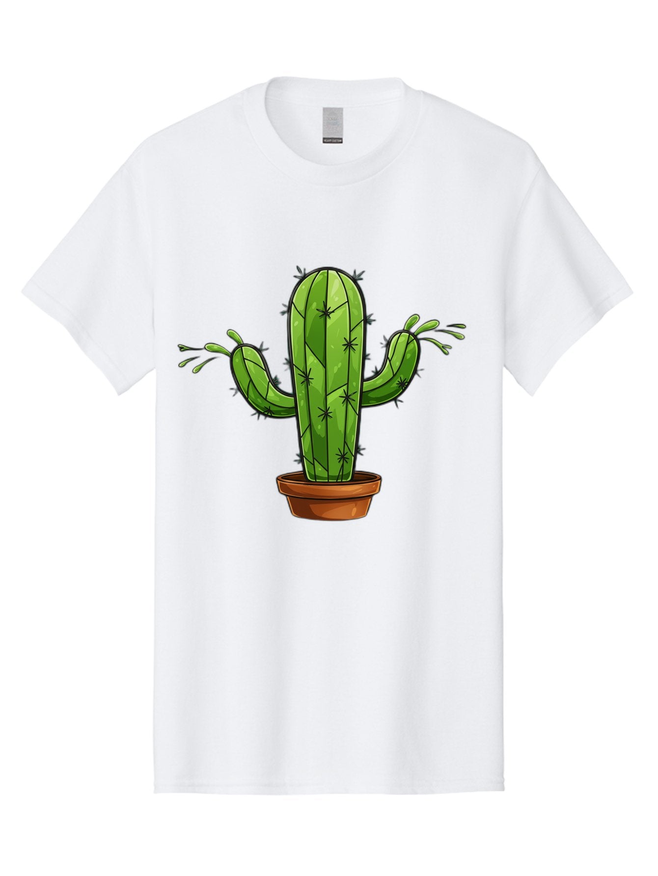 Cactus-5 Men'S Graphic Tee, 100% Cotton, Comfortable Casual Summer Wear, Machine Washable, Potted Cactus, Cartoon Cactus, Cactus Plant, Green Cactus, Terracotta Pot, Prickly Cactus, Desert Plant, Houseplant, Succulent, Cactus Illustration, Bac727 9