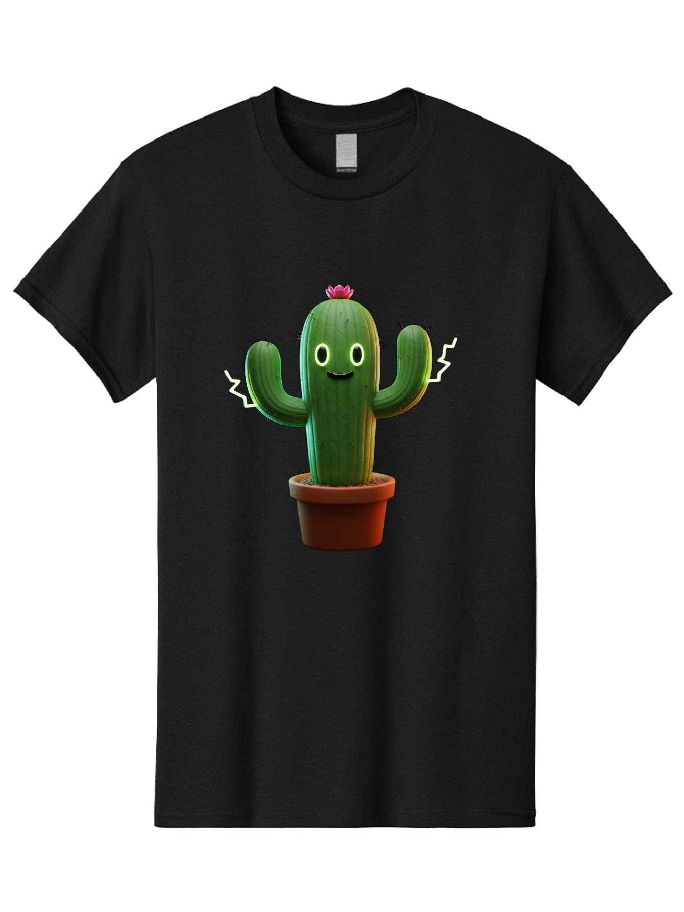 Cactus-6 Men'S Graphic Tee, 100% Cotton, Comfortable Casual Summer Wear, Machine Washable, Cartoon Cactus, Happy Cactus, Cactus Character, Potted Cactus, Desert Plant, Kawaii Cactus, Cactus With Face, Glowing Eyes, Cute Cactus, Funny Cactus Bac728 3