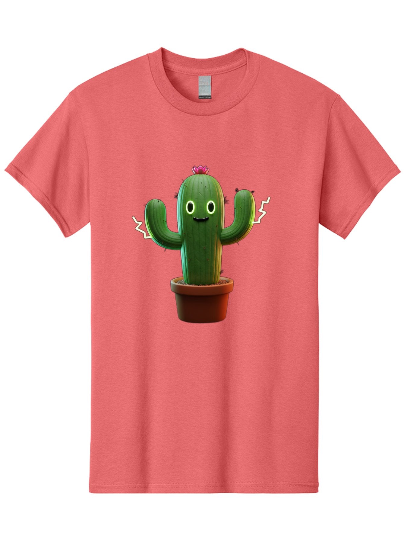 Cactus-6 Men'S Graphic Tee, 100% Cotton, Comfortable Casual Summer Wear, Machine Washable, Cartoon Cactus, Happy Cactus, Cactus Character, Potted Cactus, Desert Plant, Kawaii Cactus, Cactus With Face, Glowing Eyes, Cute Cactus, Funny Cactus Bac728 15